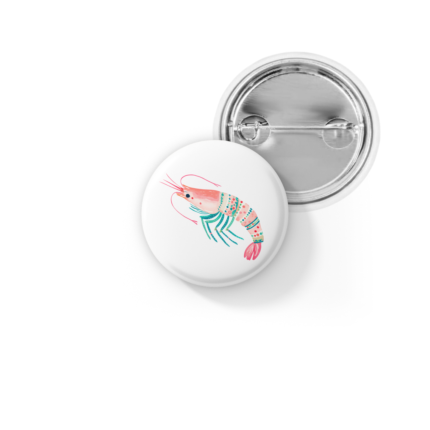 Pink Shrimp Pin Back Button, Magnet