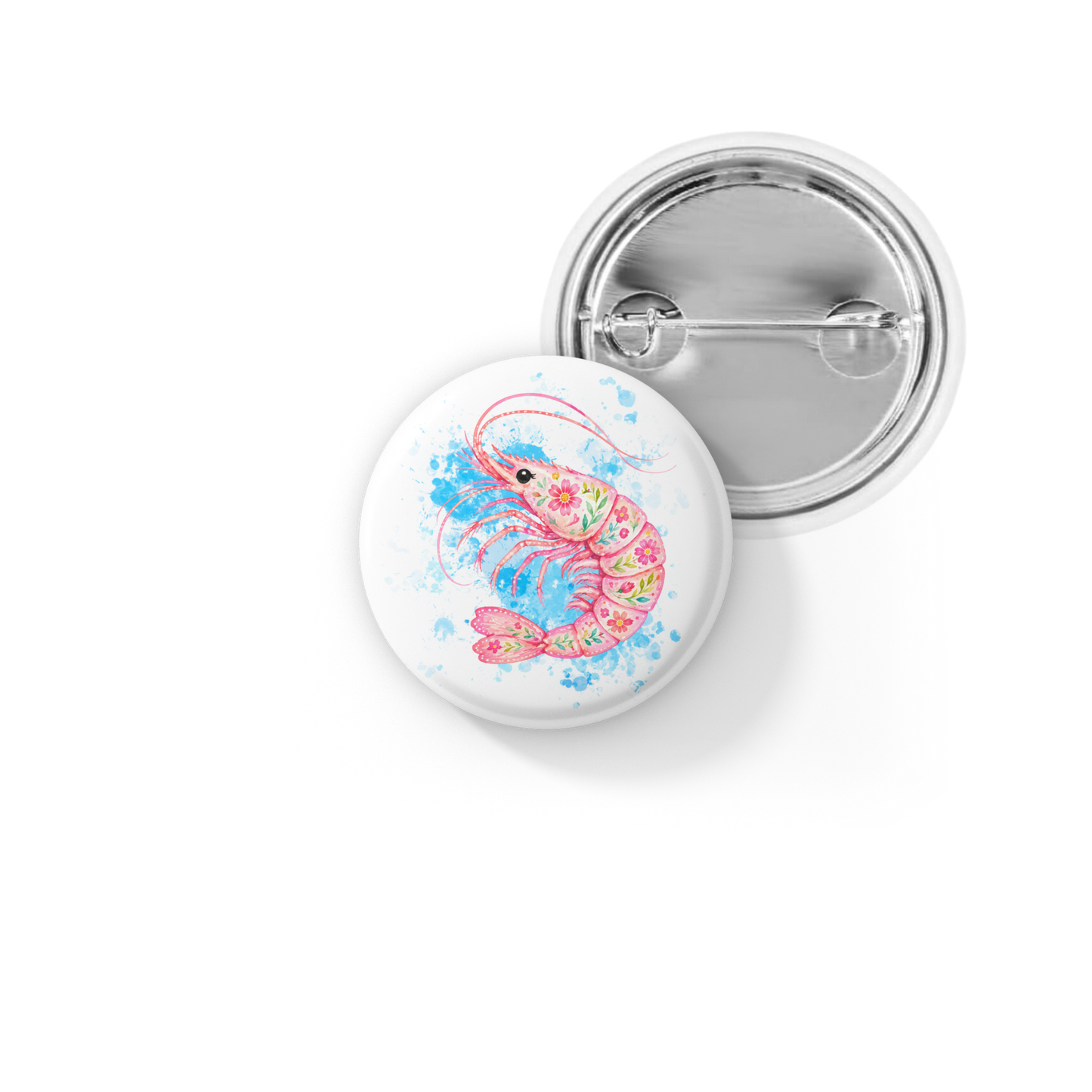 Pink Shrimp Pin Back Button, Magnet