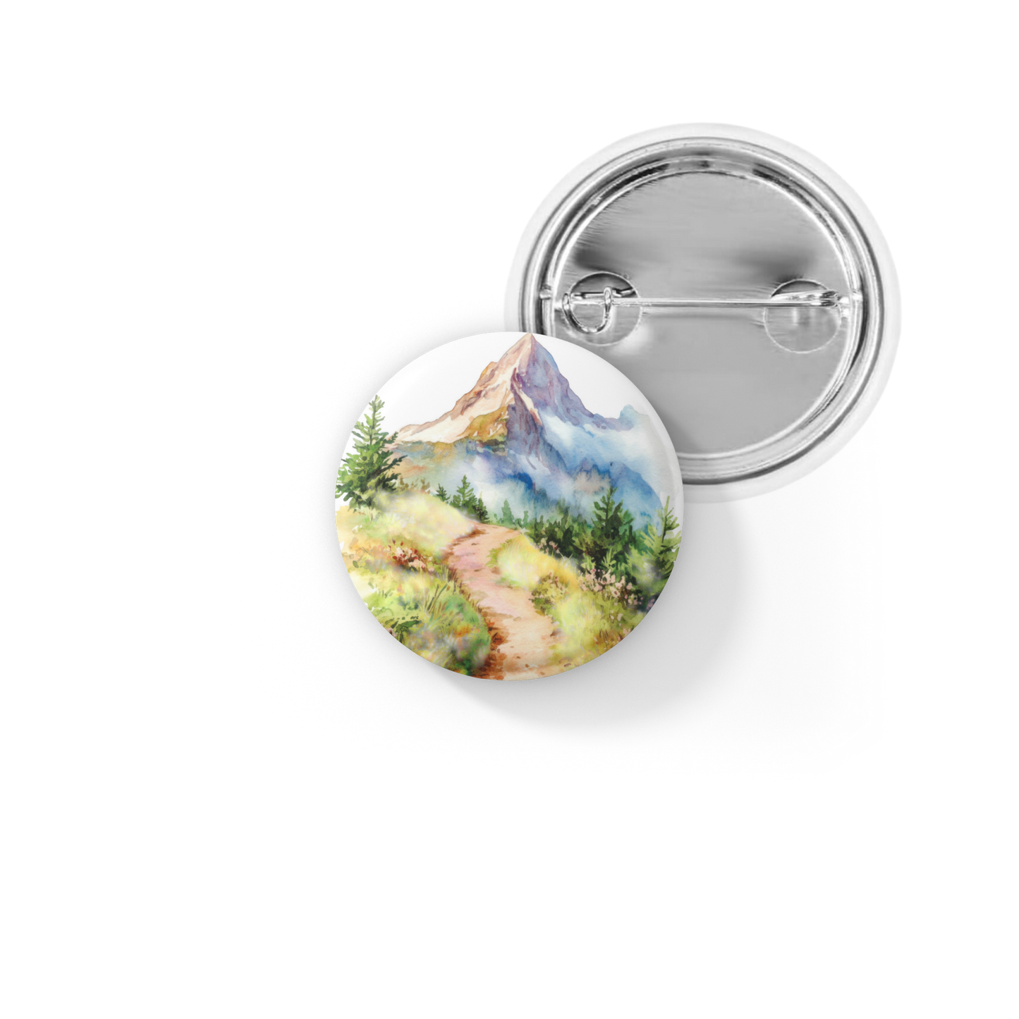 Mountain Trail Landscape Pin Back Button, Magnet