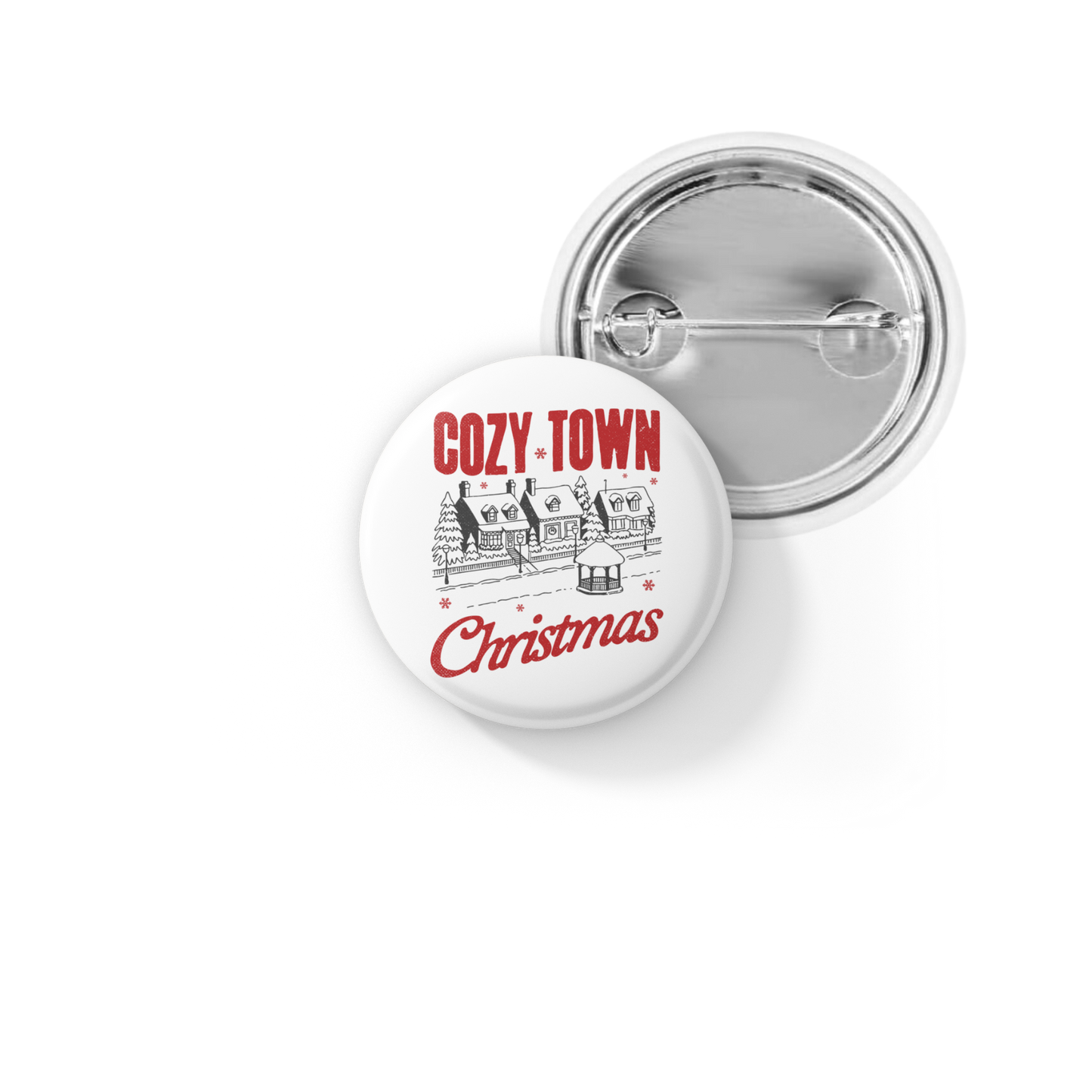 Cozy Town Christmas Pin Back Button, Magnet