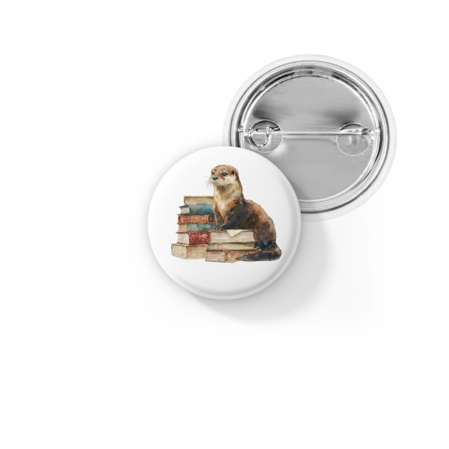 Otter Book 3 Pin Back Button, Magnet