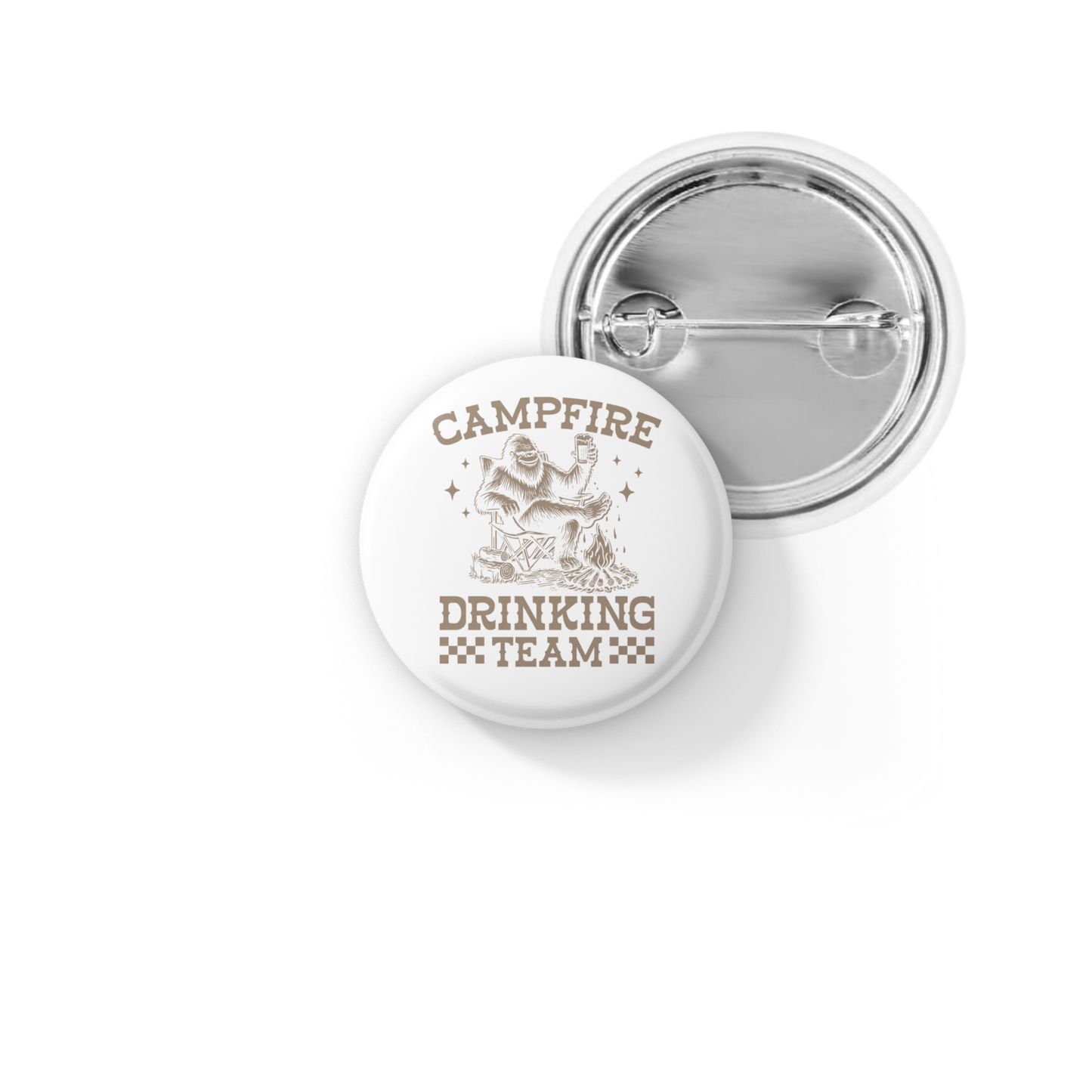 Campfire Drinking Team Bigfoot Pin Back Button, Magnet