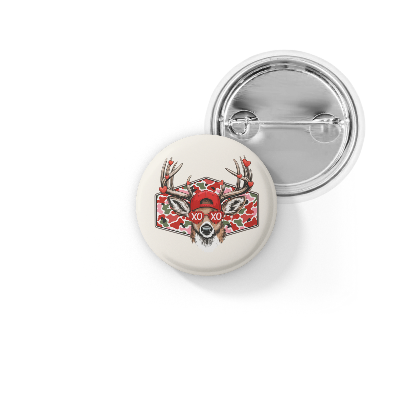 Valentine Deer Pin Back Button, Magnet