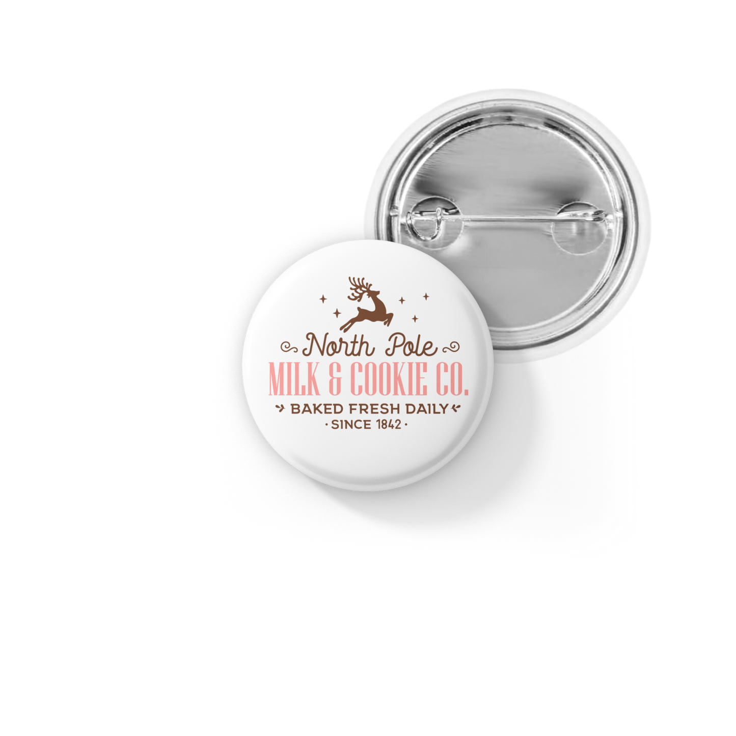 North Pole Milk & Cookie Co Pin Back Button, Magnet