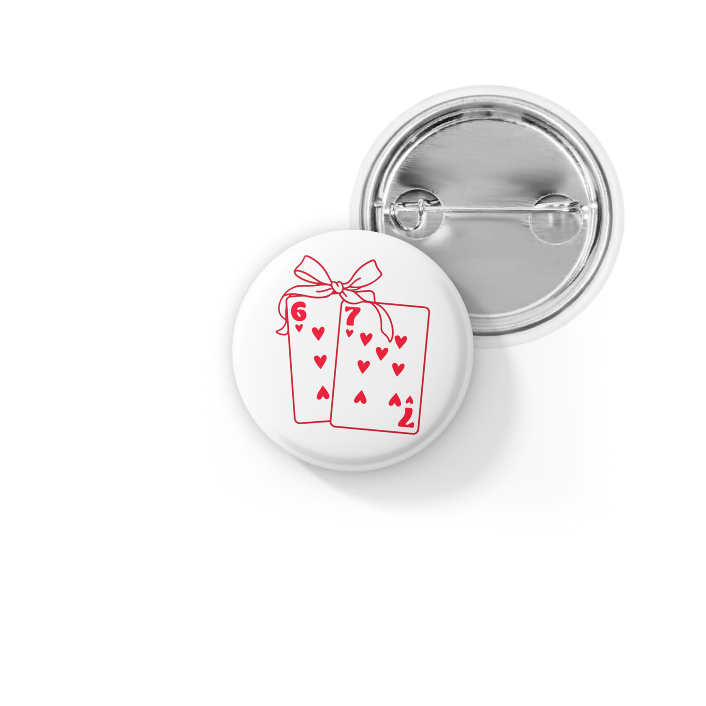 6 7 Playing Cards Pin Back Button, Magnet