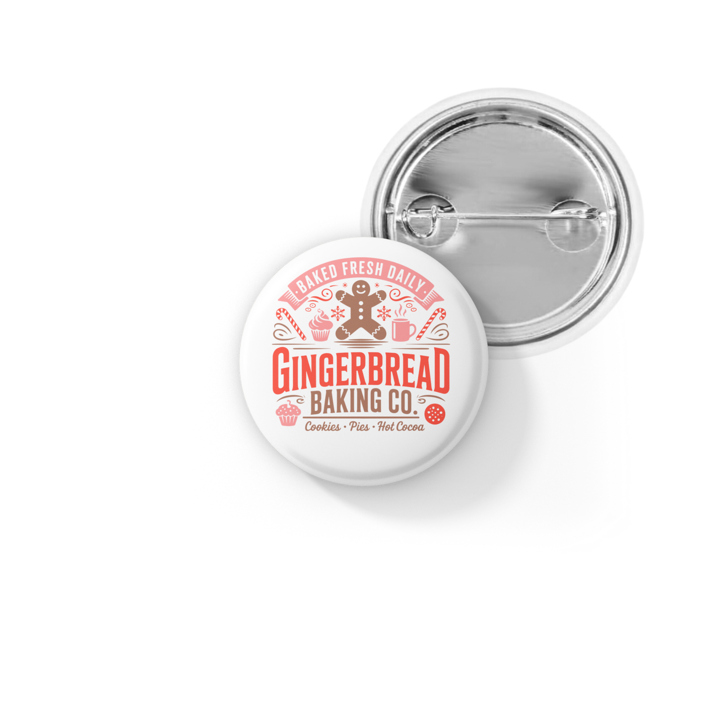 Gingerbread Baking Co Pin Back Button, Magnet