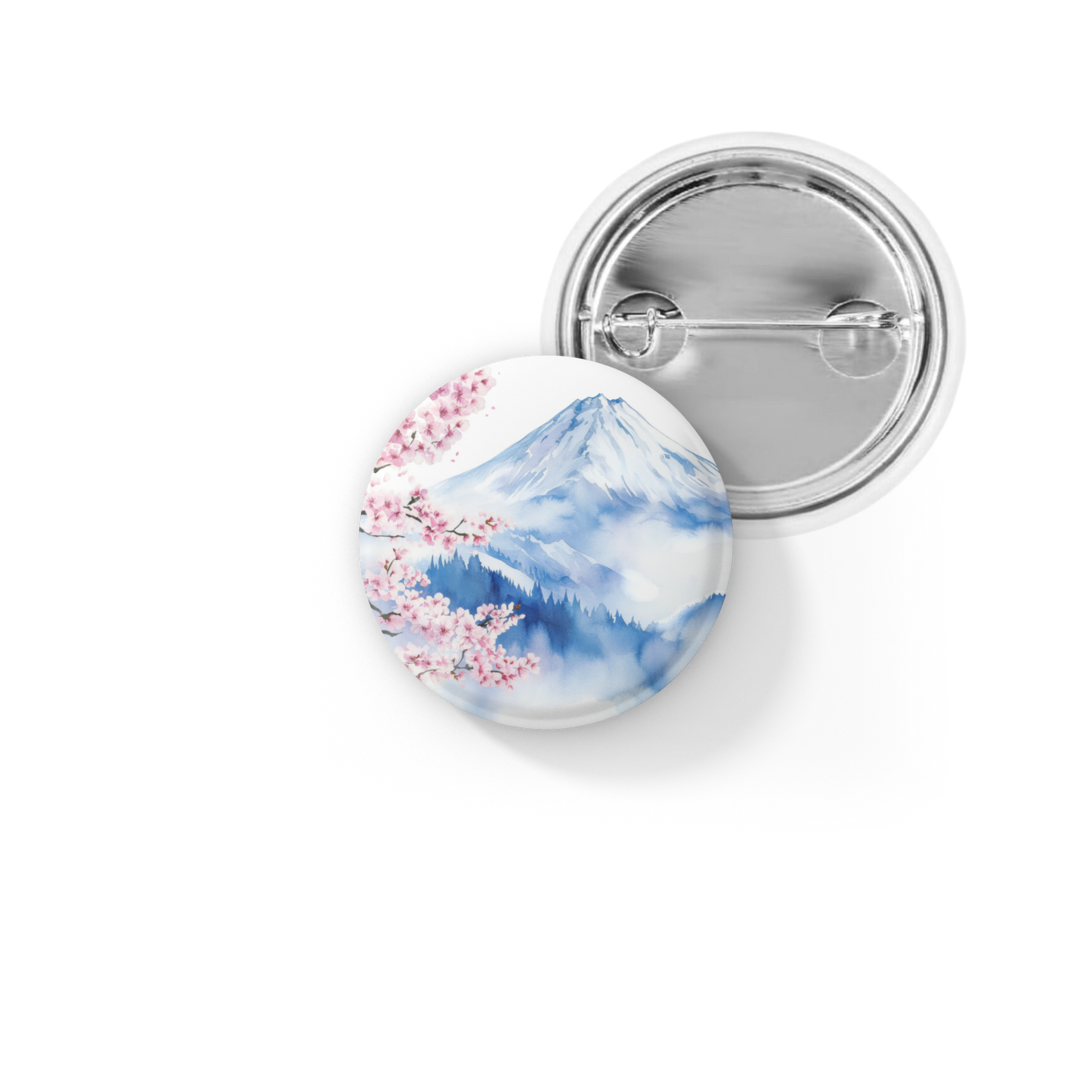 Cherry Blossom Mountain Pin Back Button, Magnet