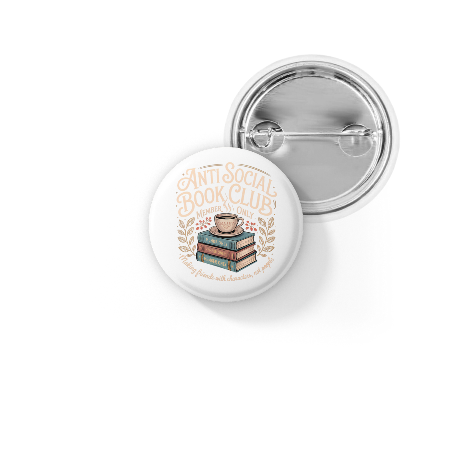 Anti Social Book Club Pin Back Button, Magnet