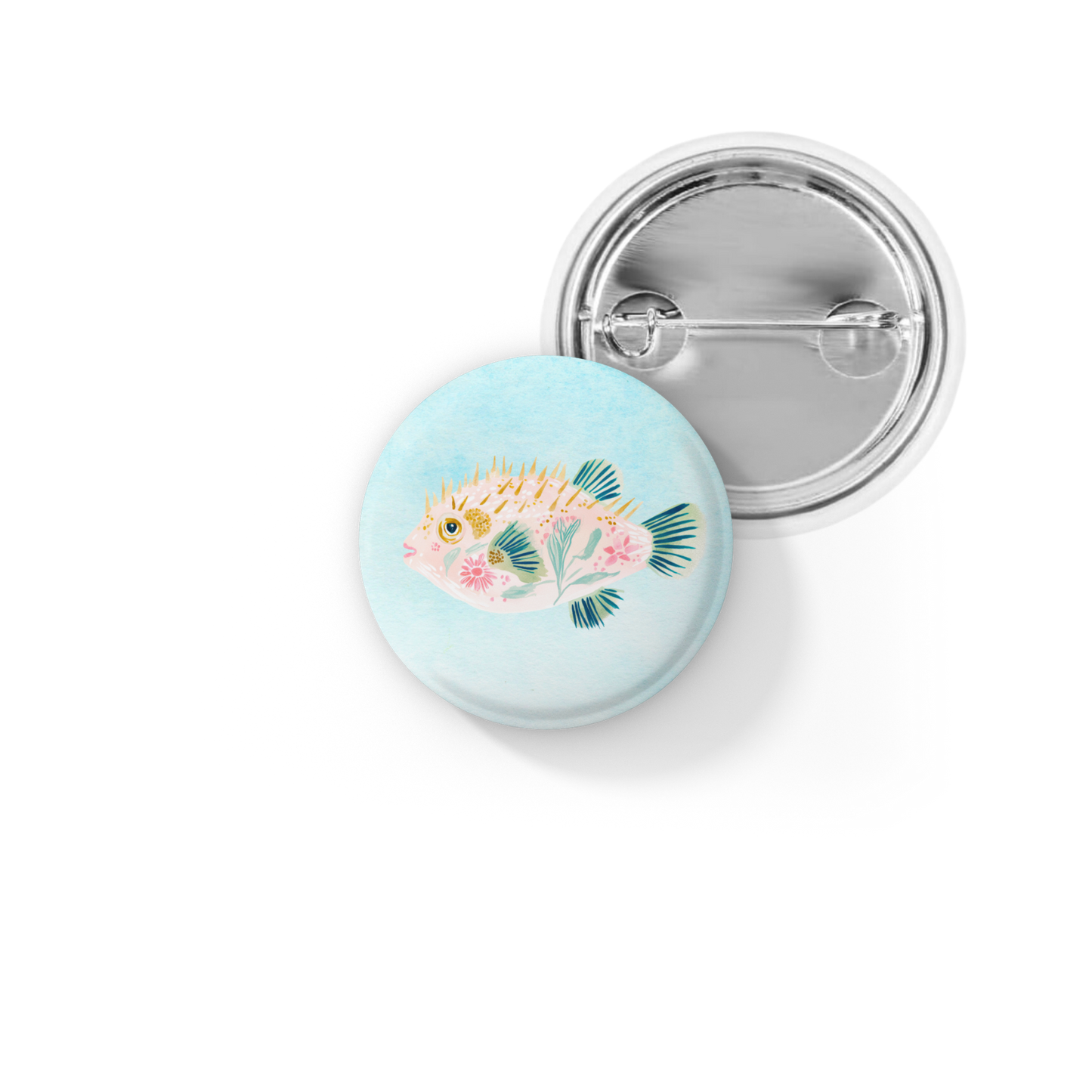 Pufferfish Pin Back Button, Magnet