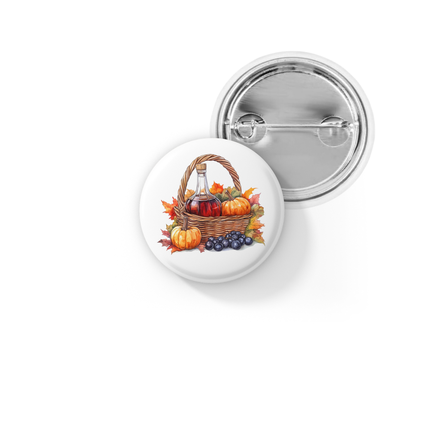 Maple Syrup Fall Basket Pin Back Button, Magnet