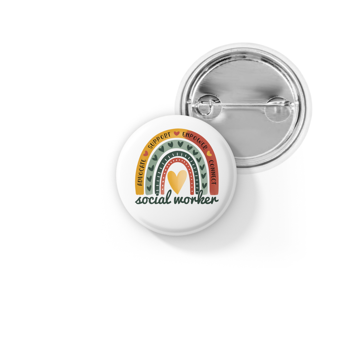 Social Worker Rainbow Pin Back Button, Magnet