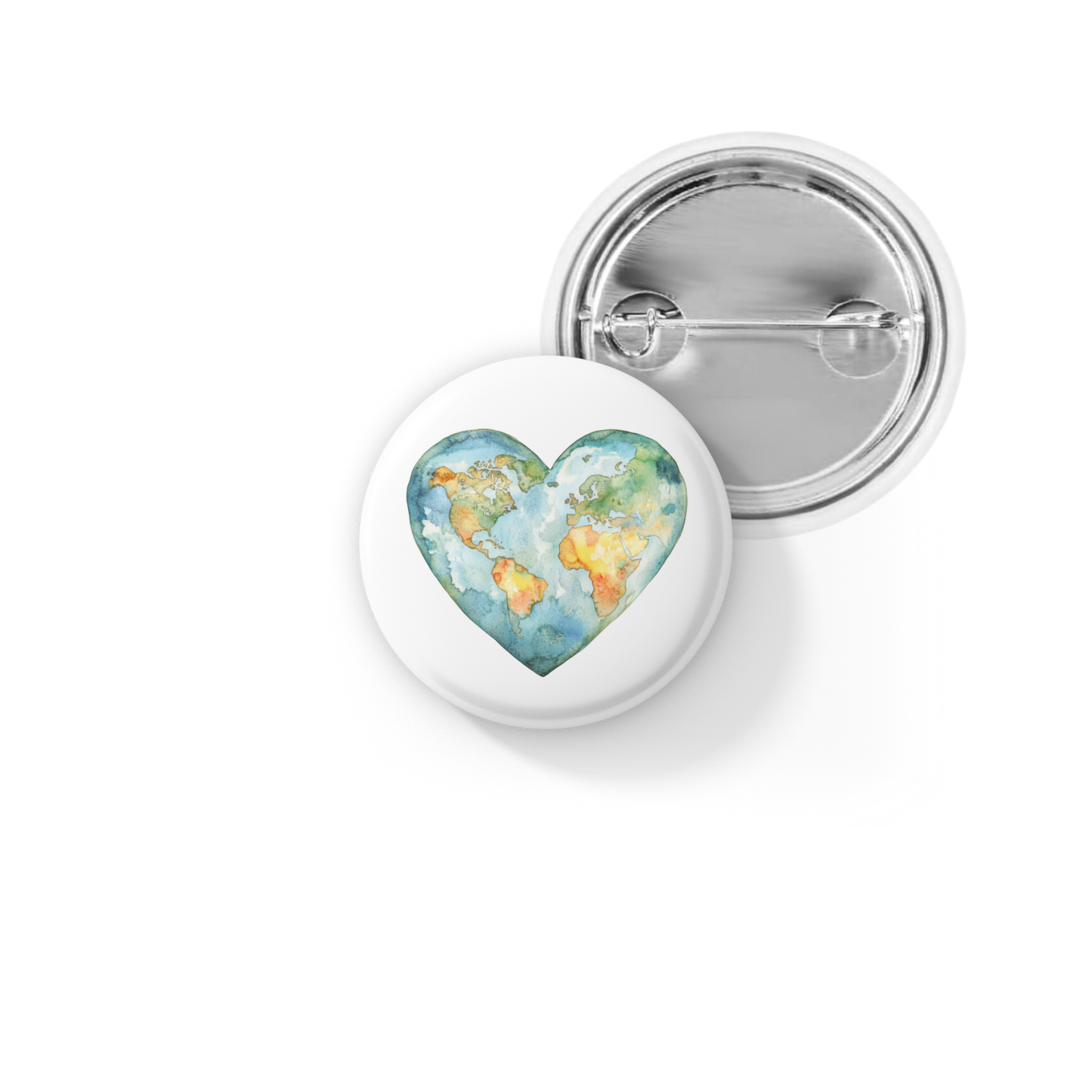 Earth Heart Pin Back Button, Magnet
