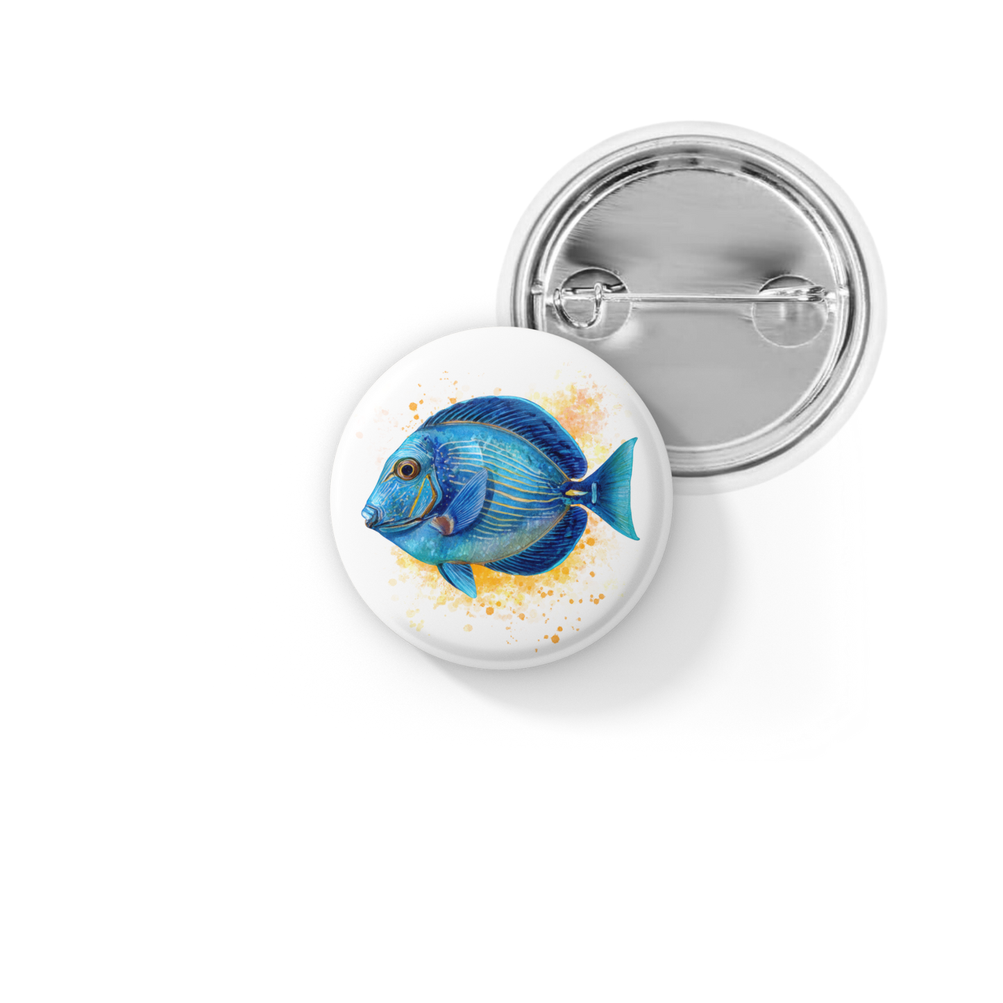 Blue Tang Tropical Fish Pin Back Button, Magnet