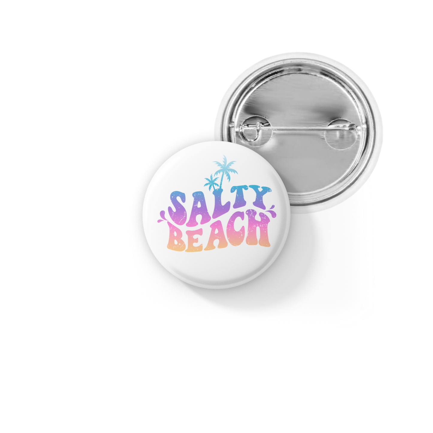 Salty Beach Pin Back Button, Magnet