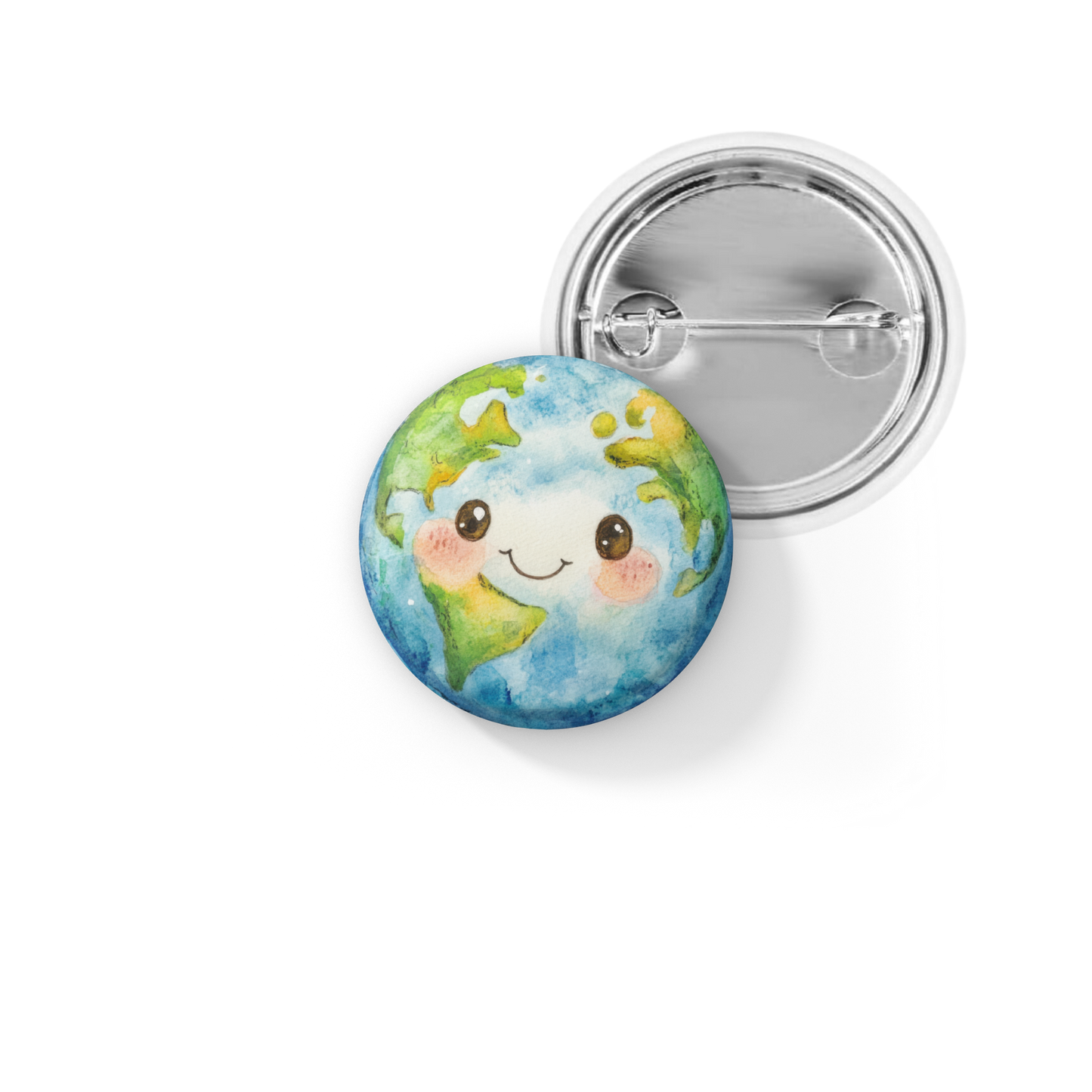 Happy Earth Pin Back Button, Magnet