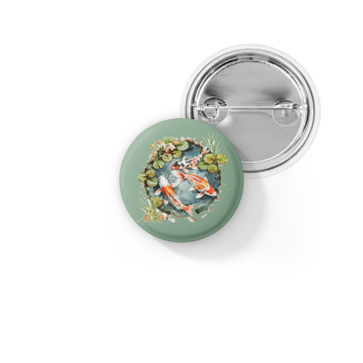 Koi Pond 5 Basket Pin Back Button, Magnet