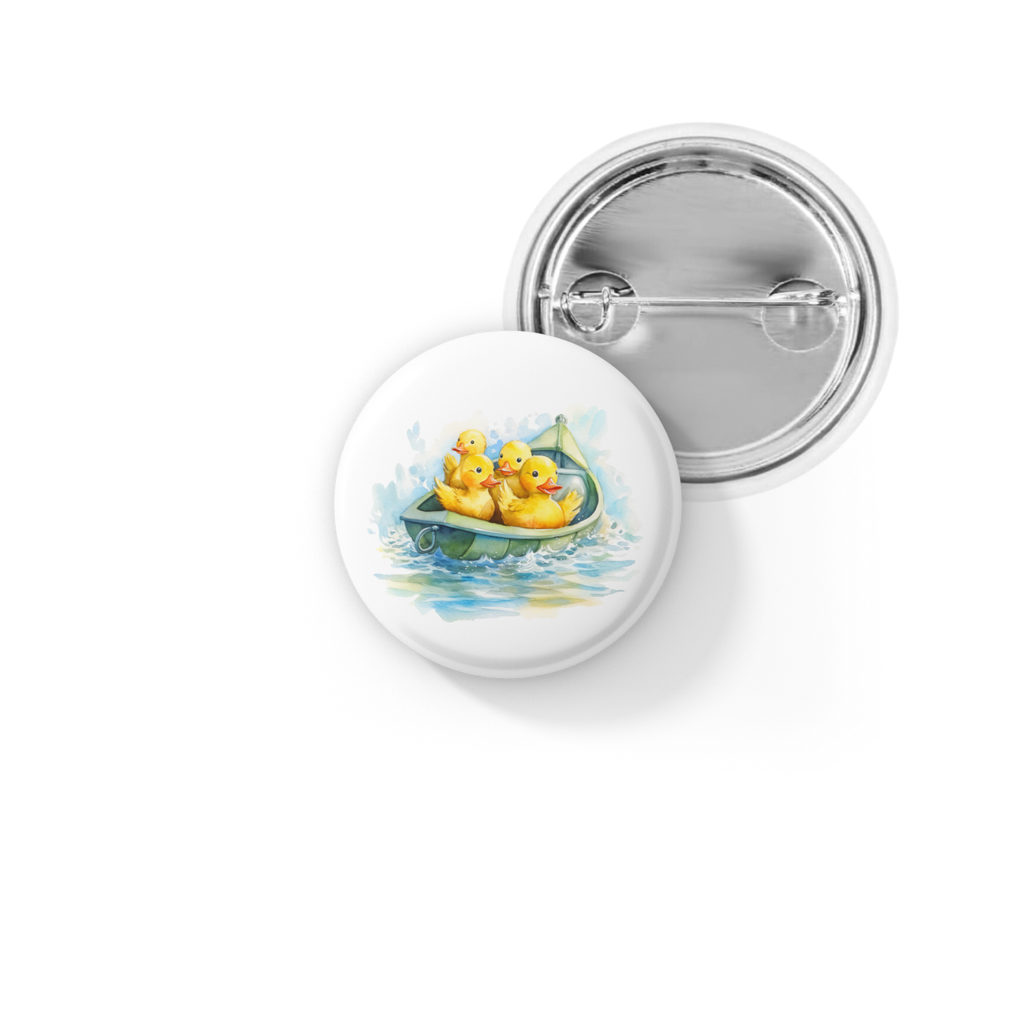 Ducklings in Boat Pin Back Button, Magnet