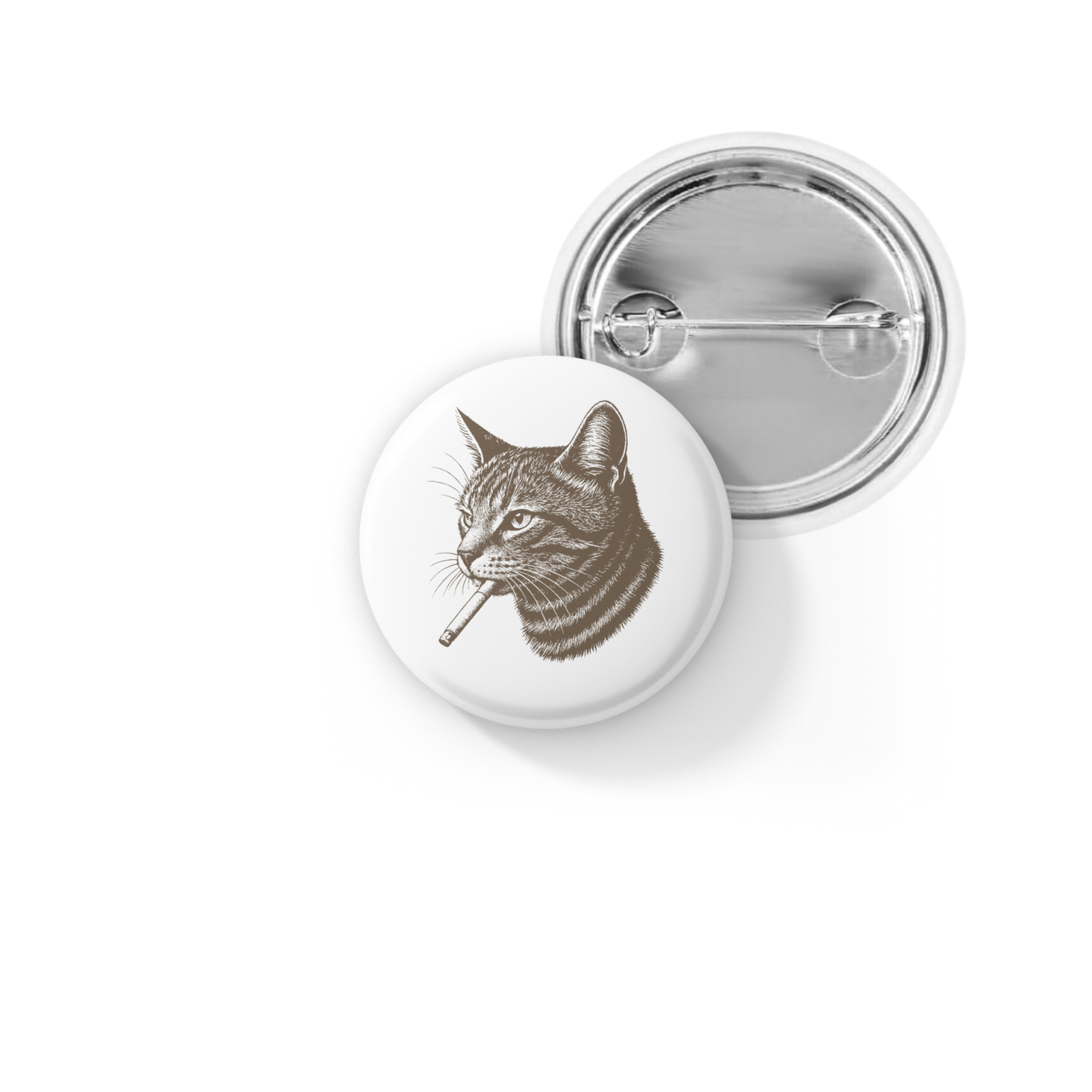 Smoking Cat Pin Back Button, Magnet