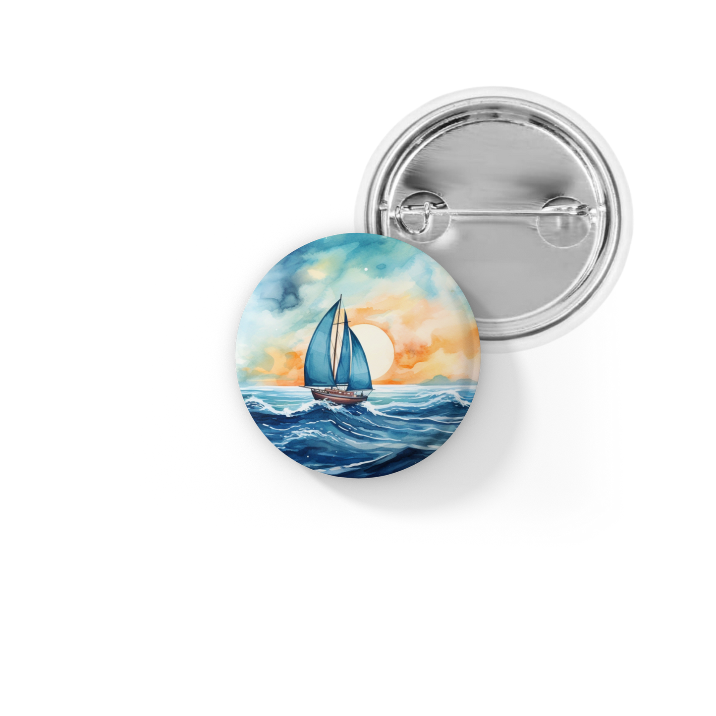 Sail Boat 7 Pin Back Button, Magnet