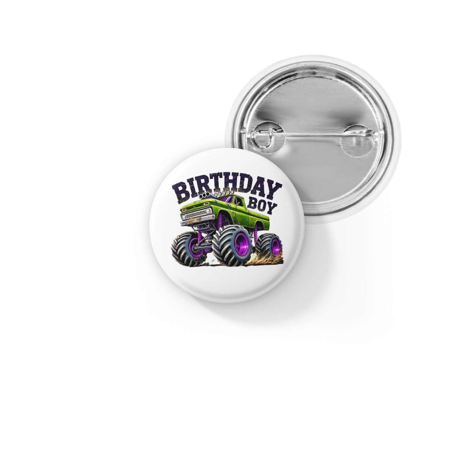 Birthday Boy Monster Truck Pin Back Button, Magnet