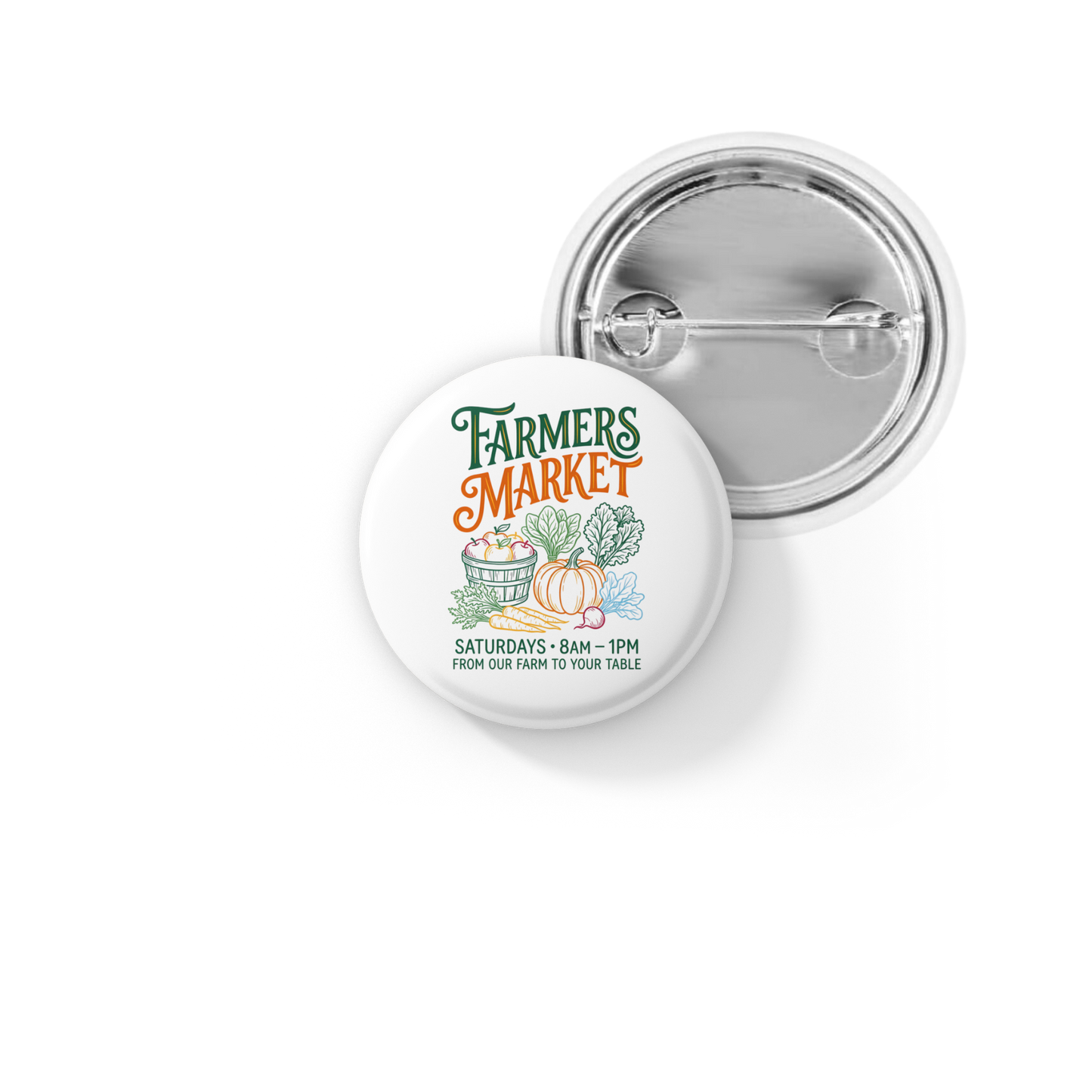 Farmers Market Pin Back Button, Magnet