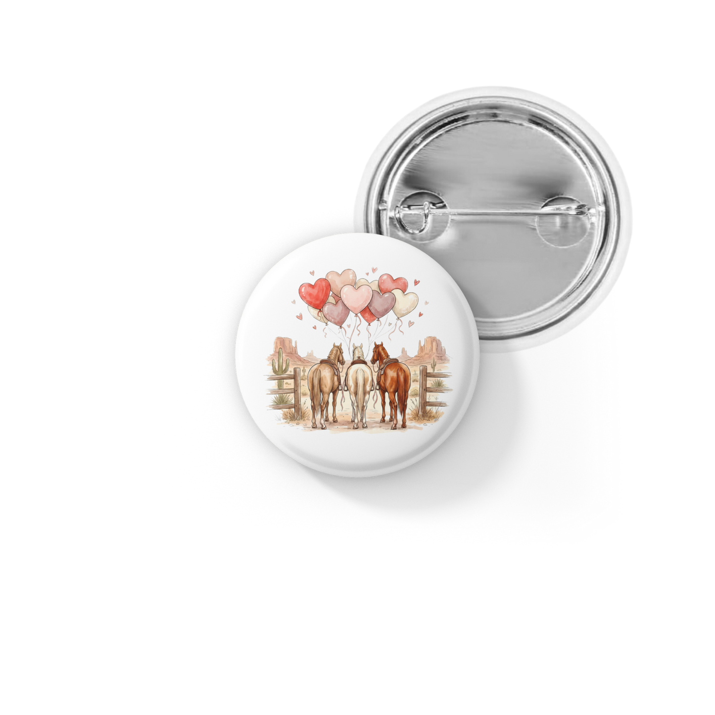 Valentine Horses Pin Back Button, Magnet
