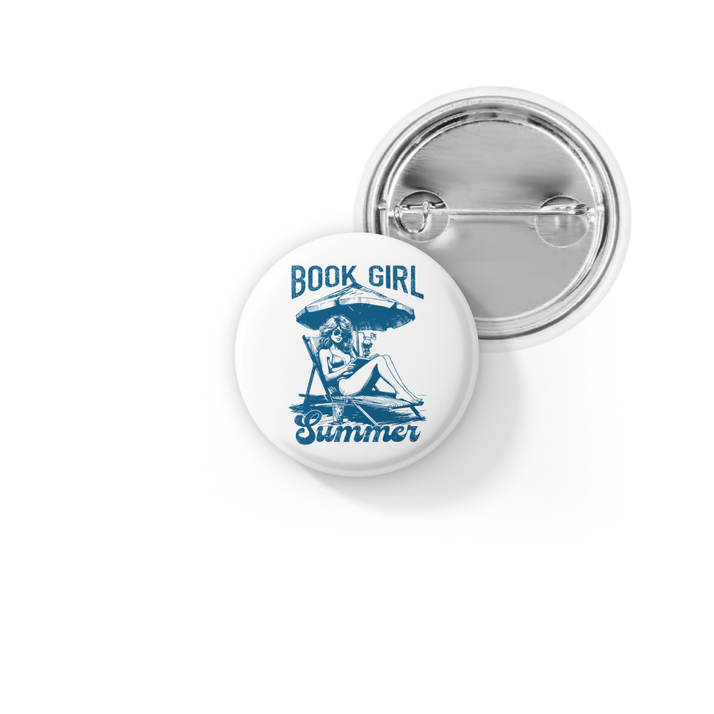 Book Girl Summer Pin Back Button, Magnet