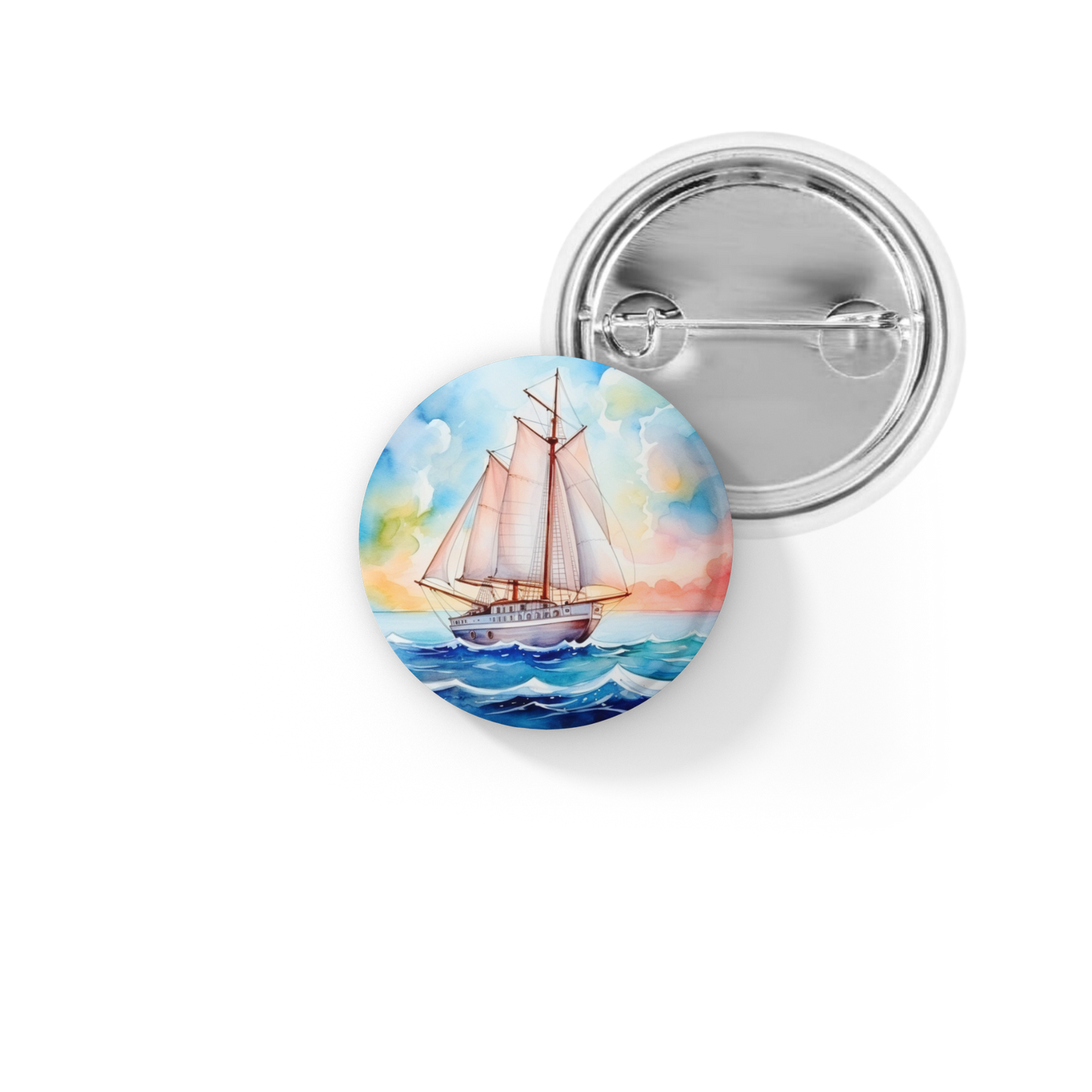 Sail Boat 1 Pin Back Button, Magnet