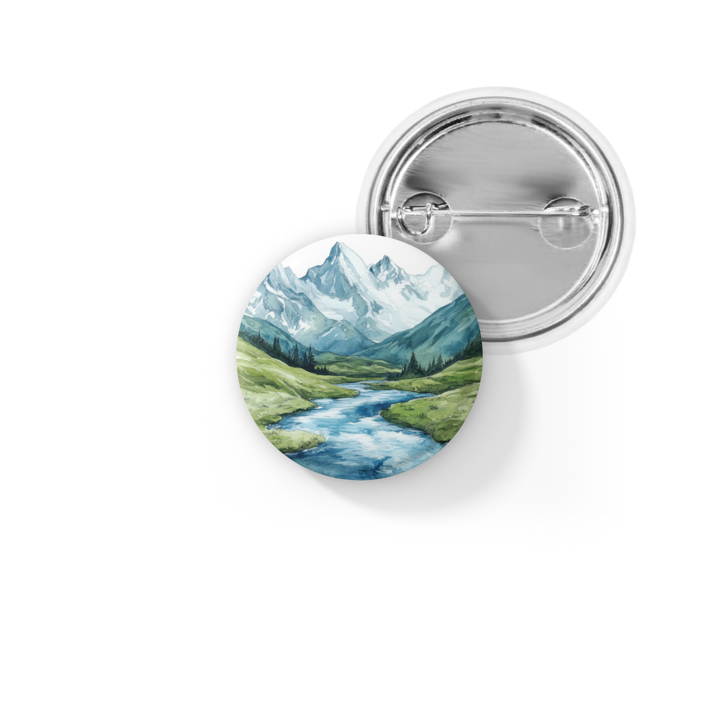 Mountain River Pin Back Button, Magnet