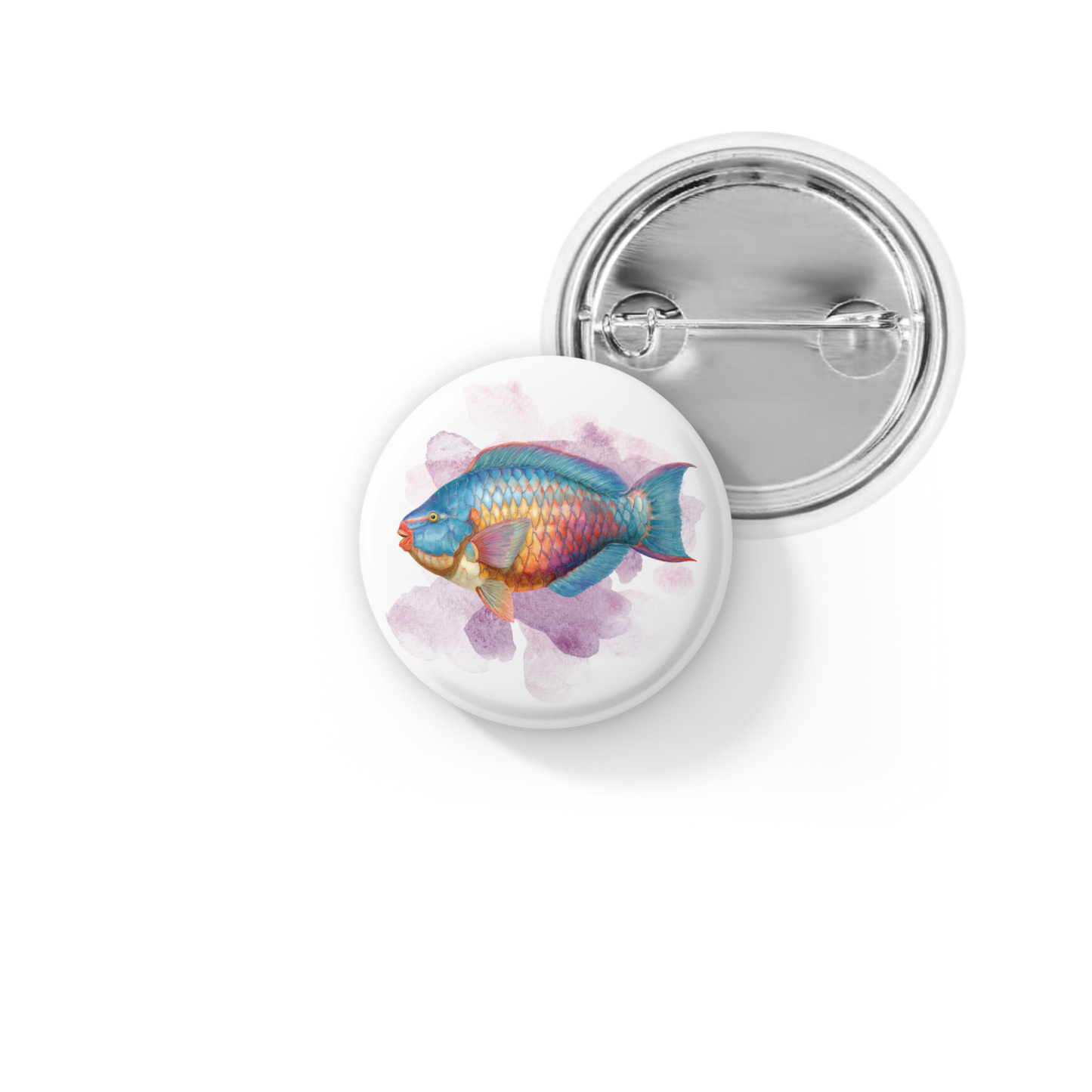 Parrotfish Tropical Fish Pin Back Button, Magnet