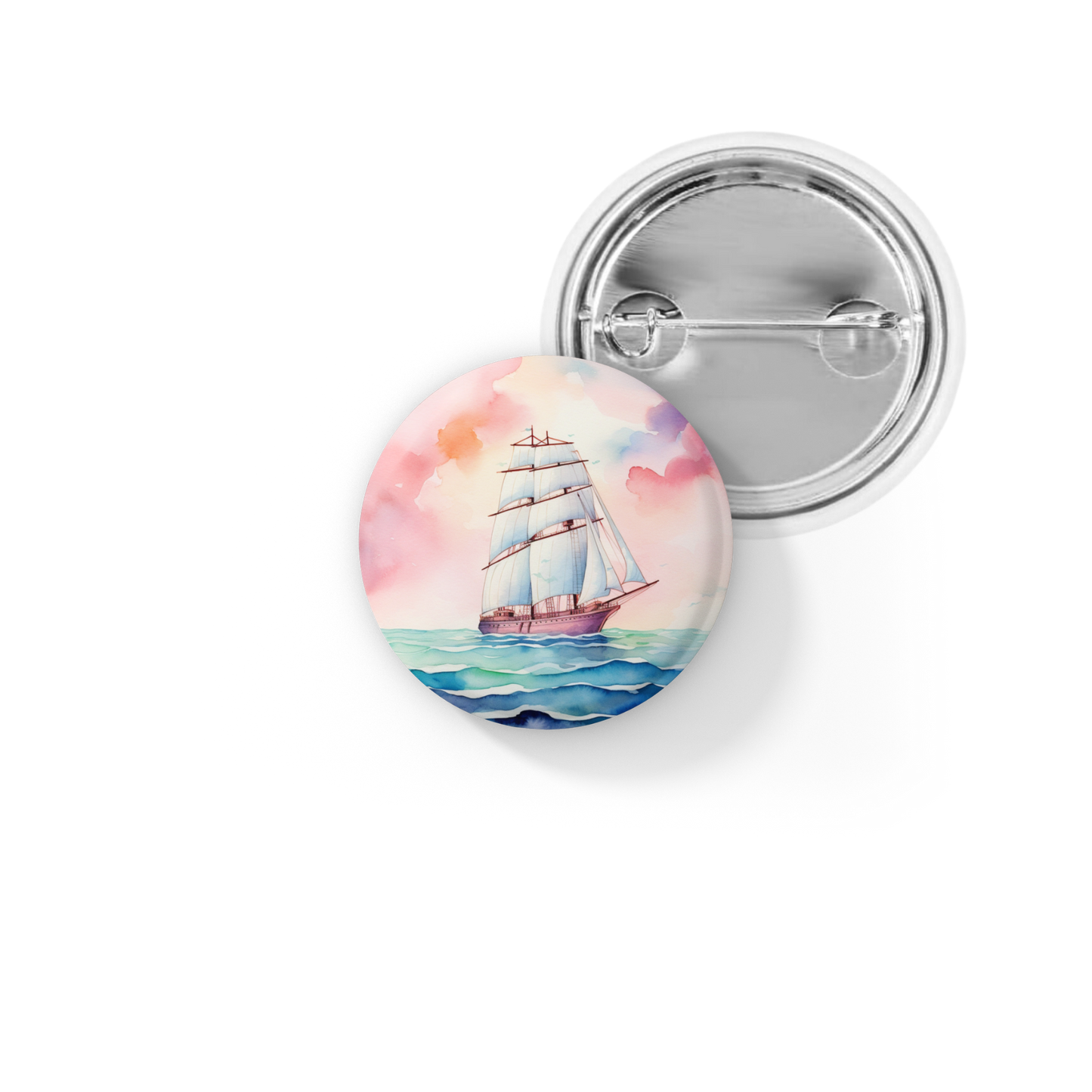 Sail Boat 3 Pin Back Button, Magnet