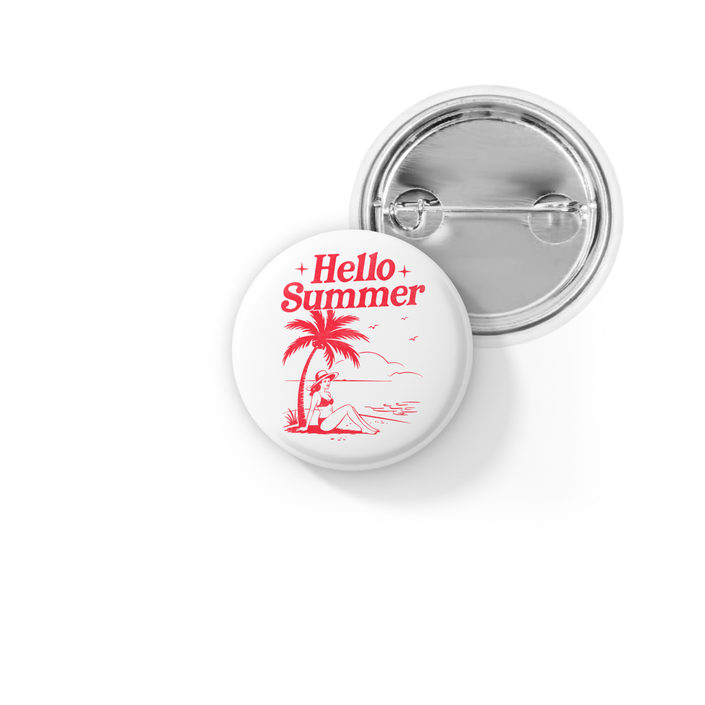 Hello Summer Season Pin Back Button, Magnet