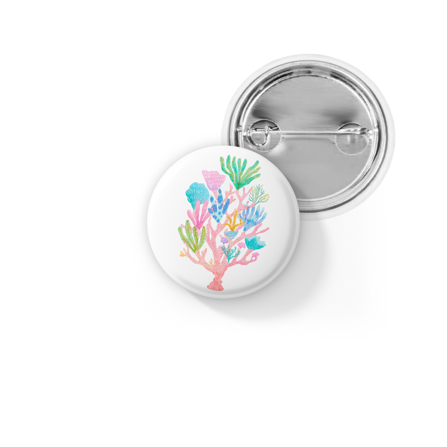 Coral Pin Back Button, Magnet