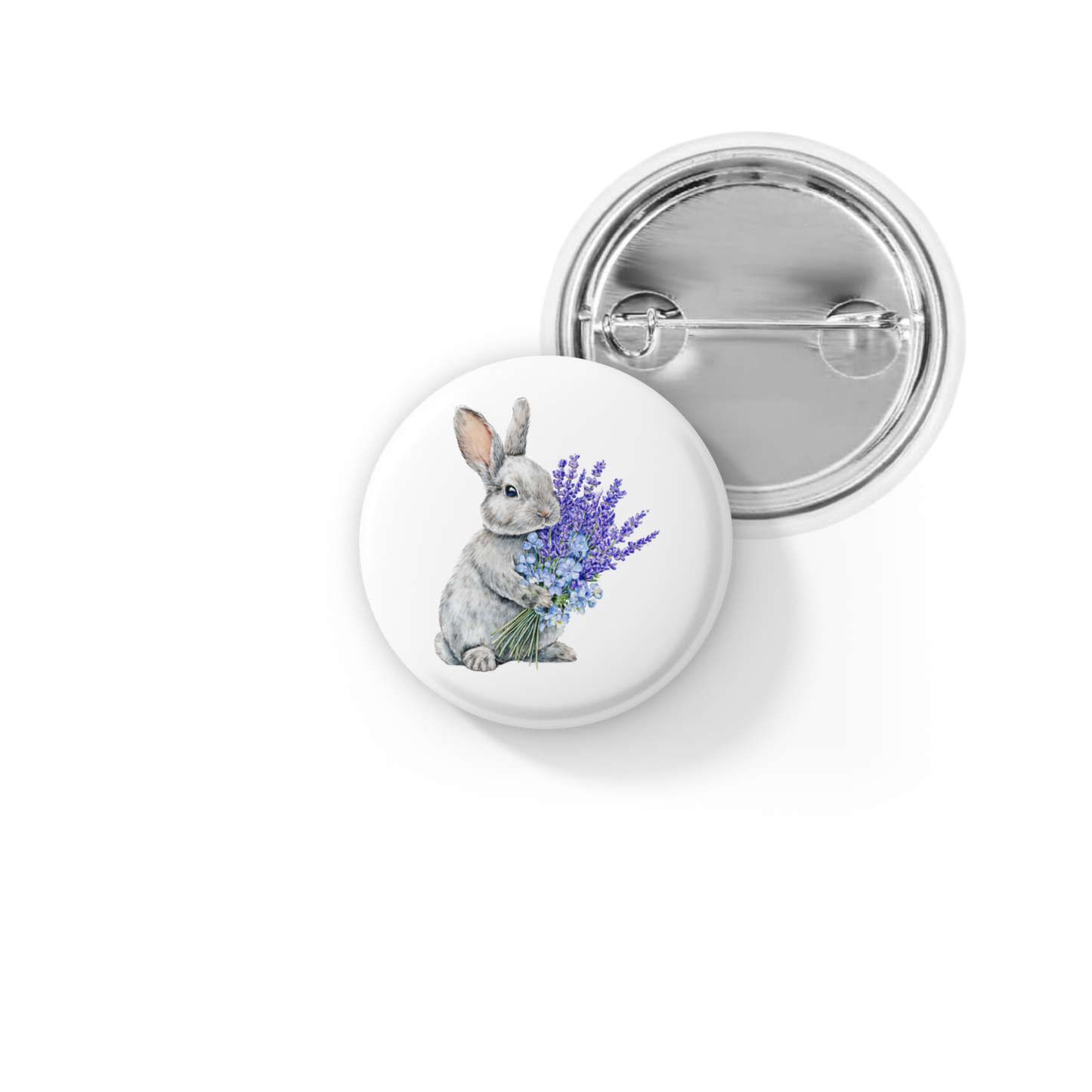 Floral Bunny 7 Pin Back Button, Magnet