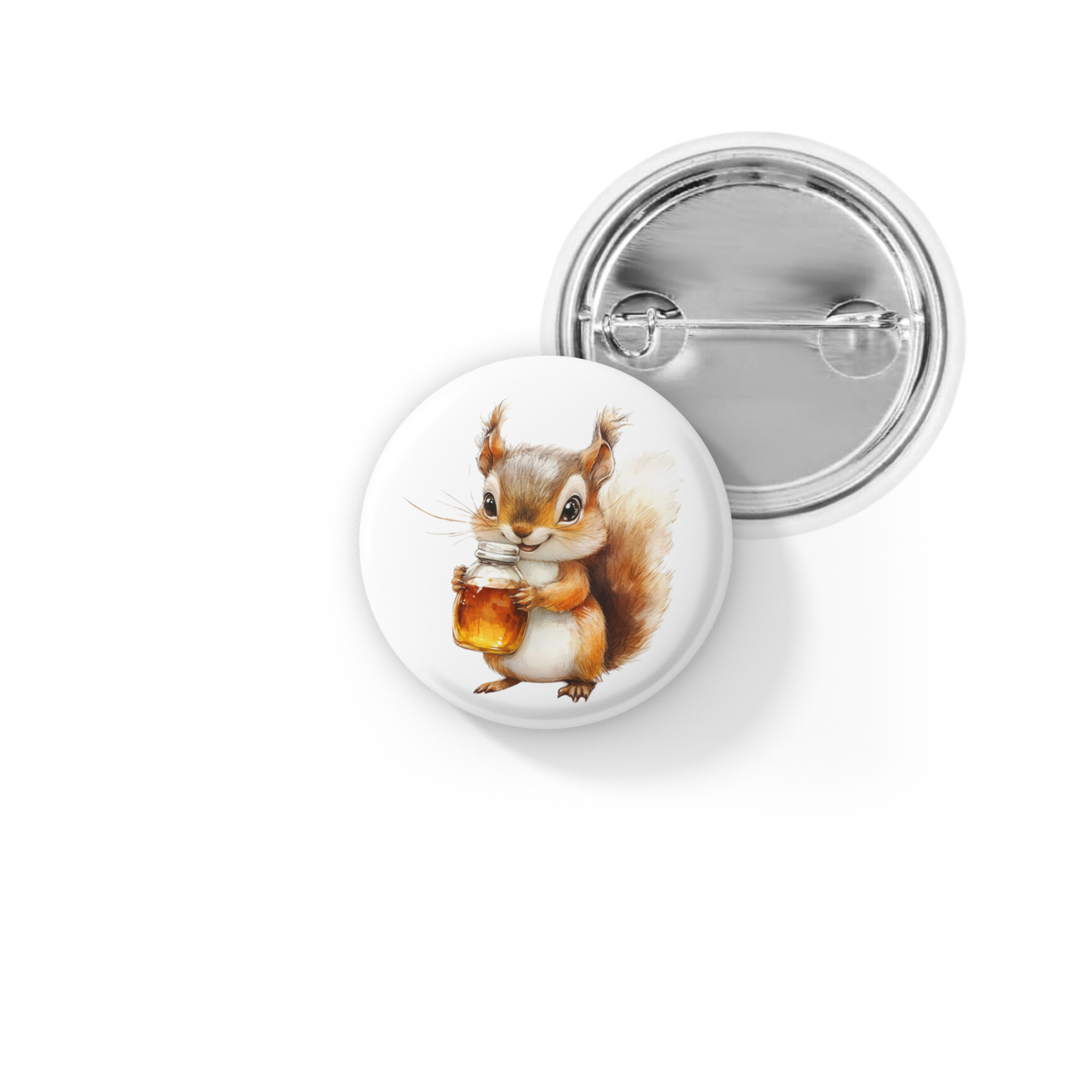 Squirrel With Maple Syrup Pin Back Button, Magnet