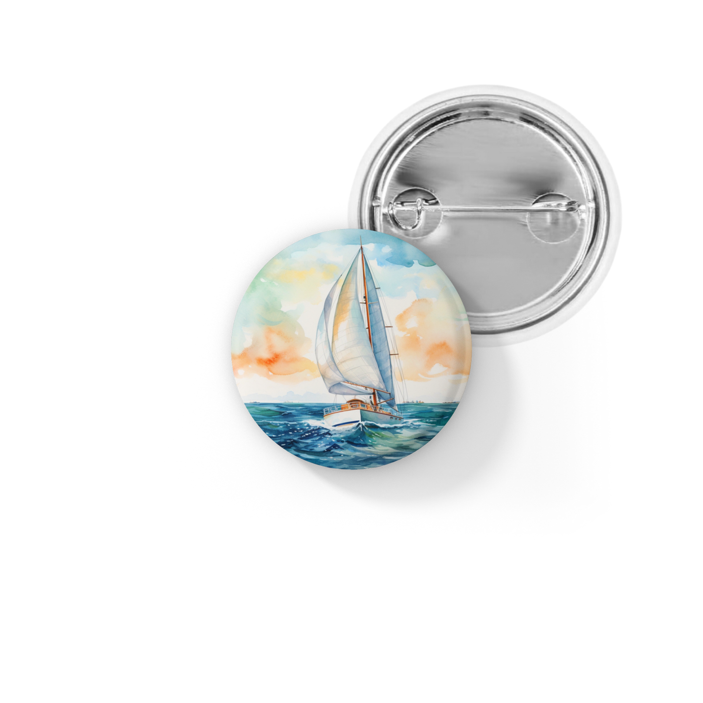 Sail Boat 2 Pin Back Button, Magnet