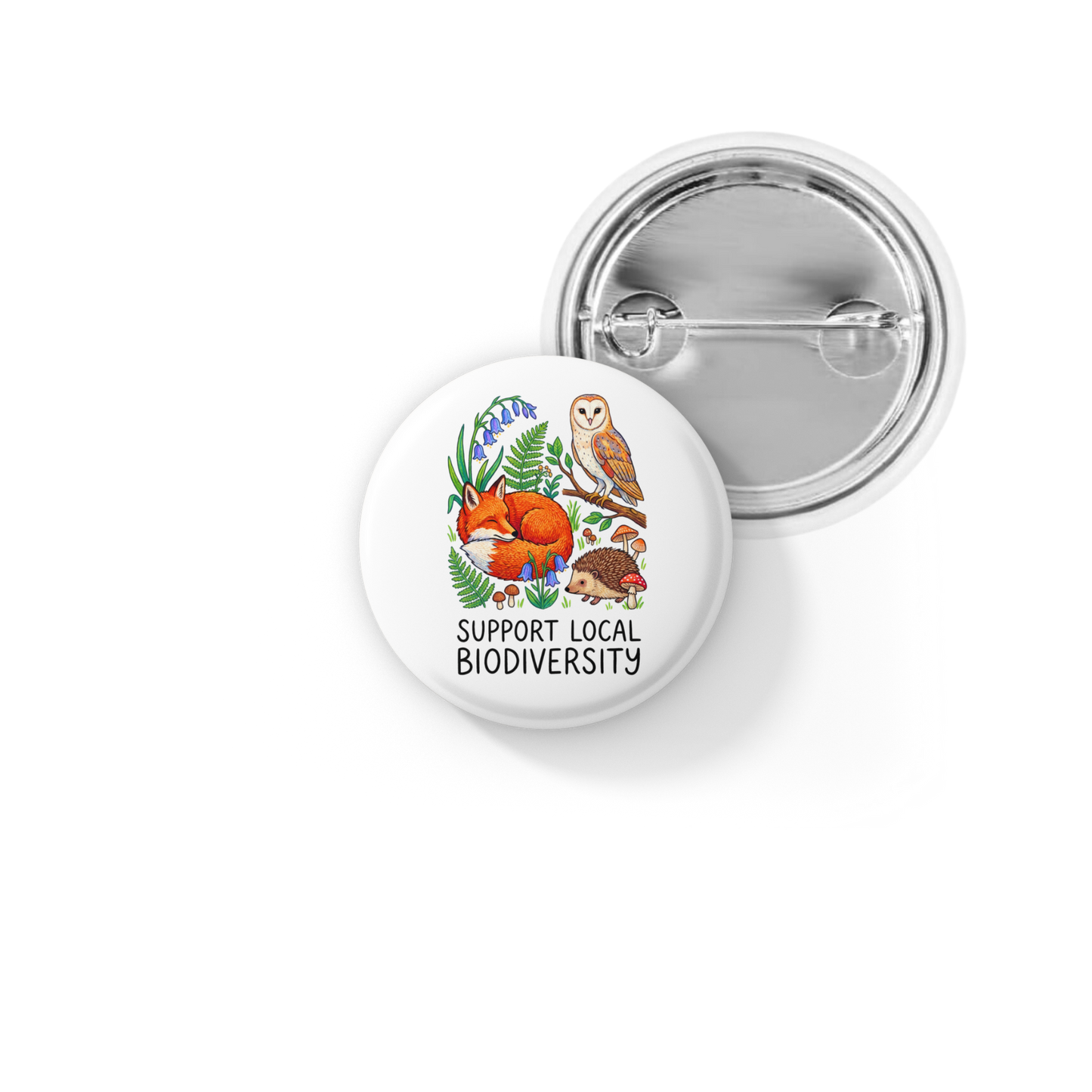 Support Local Biodiversity 4 Pin Back Button, Magnet