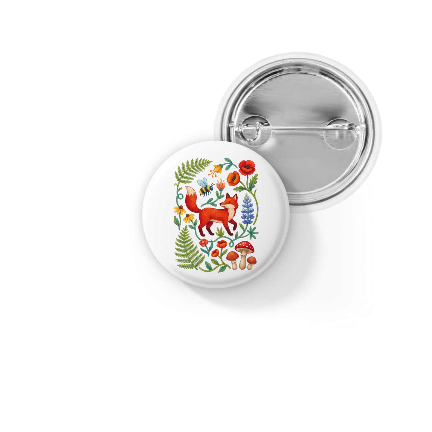 Fox Pin Back Button, Magnet