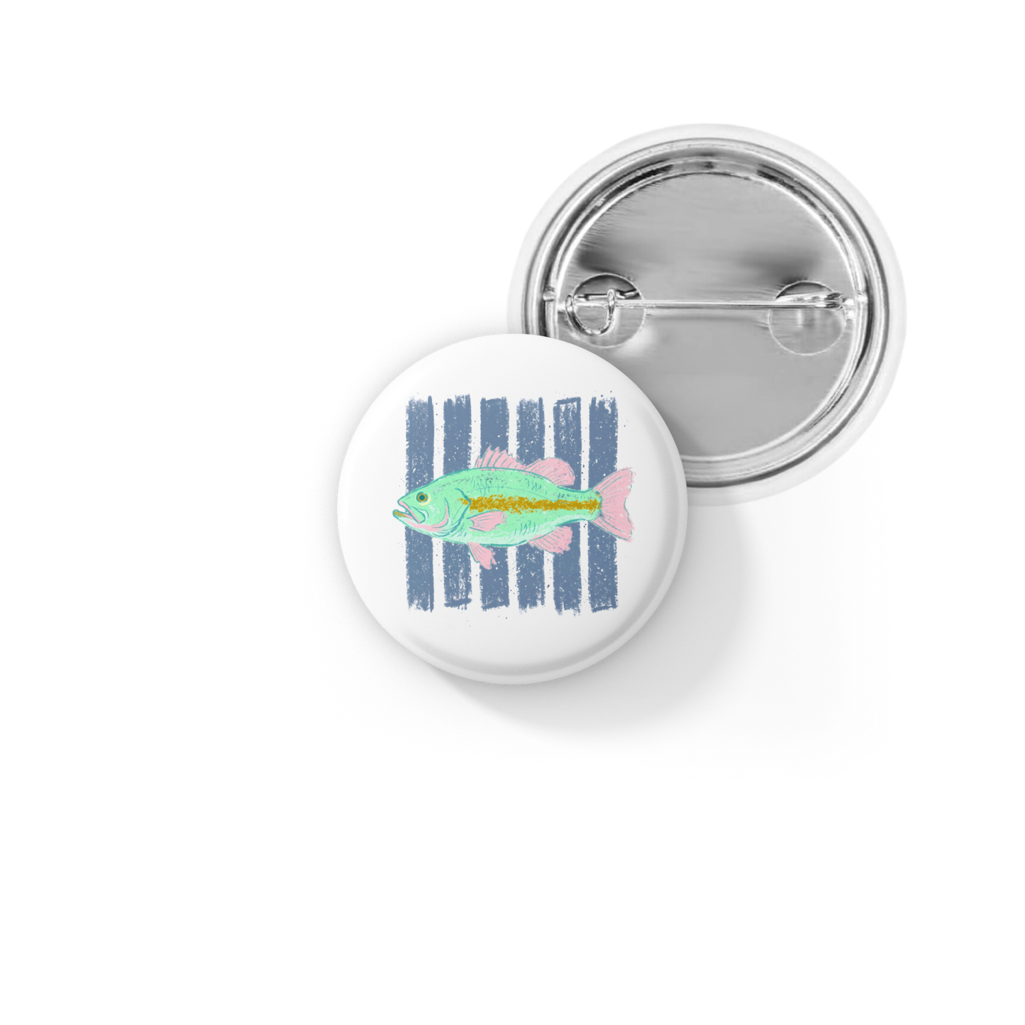 Bass Fish Pastel Pin Back Button, Magnet