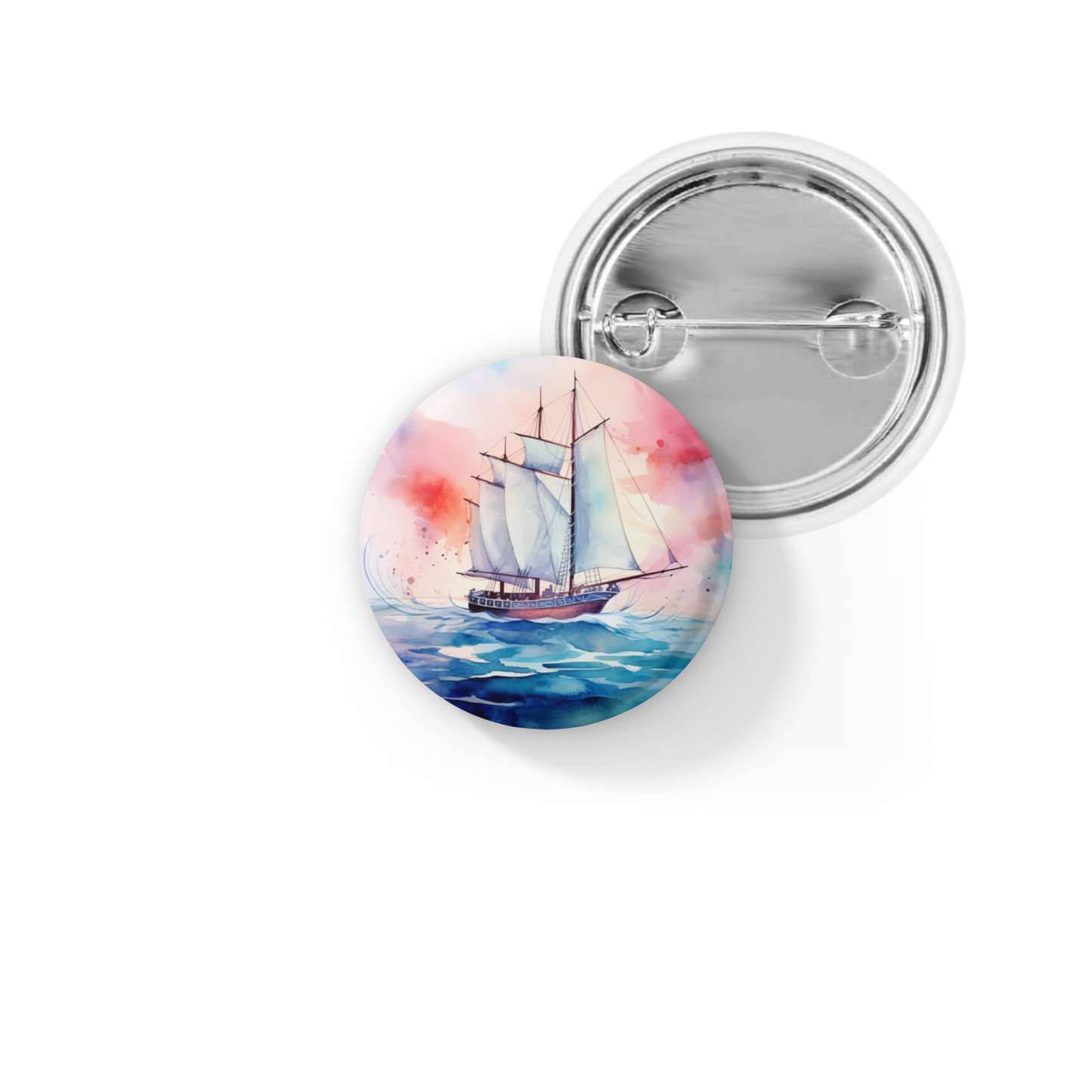 Sail Boat 6 Pin Back Button, Magnet