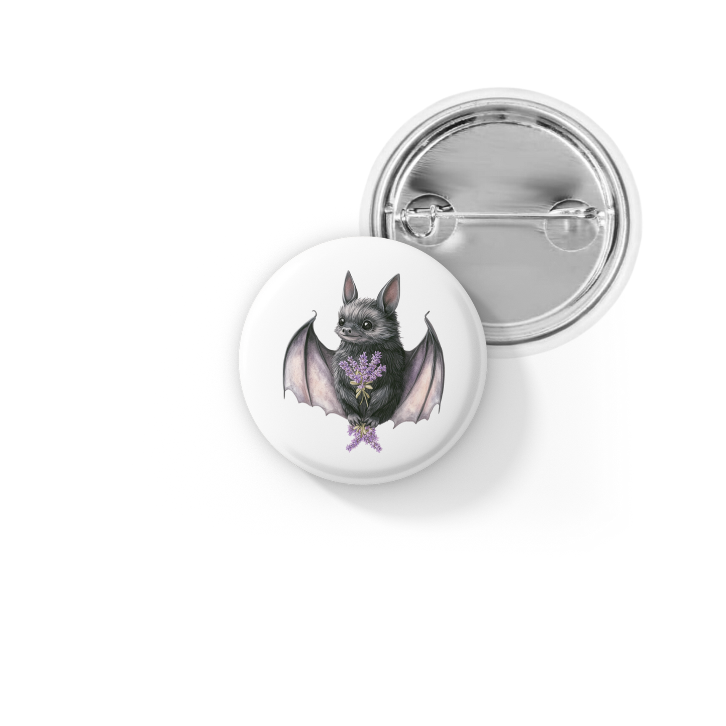 Lavender Bat 3 Pin Back Button, Magnet