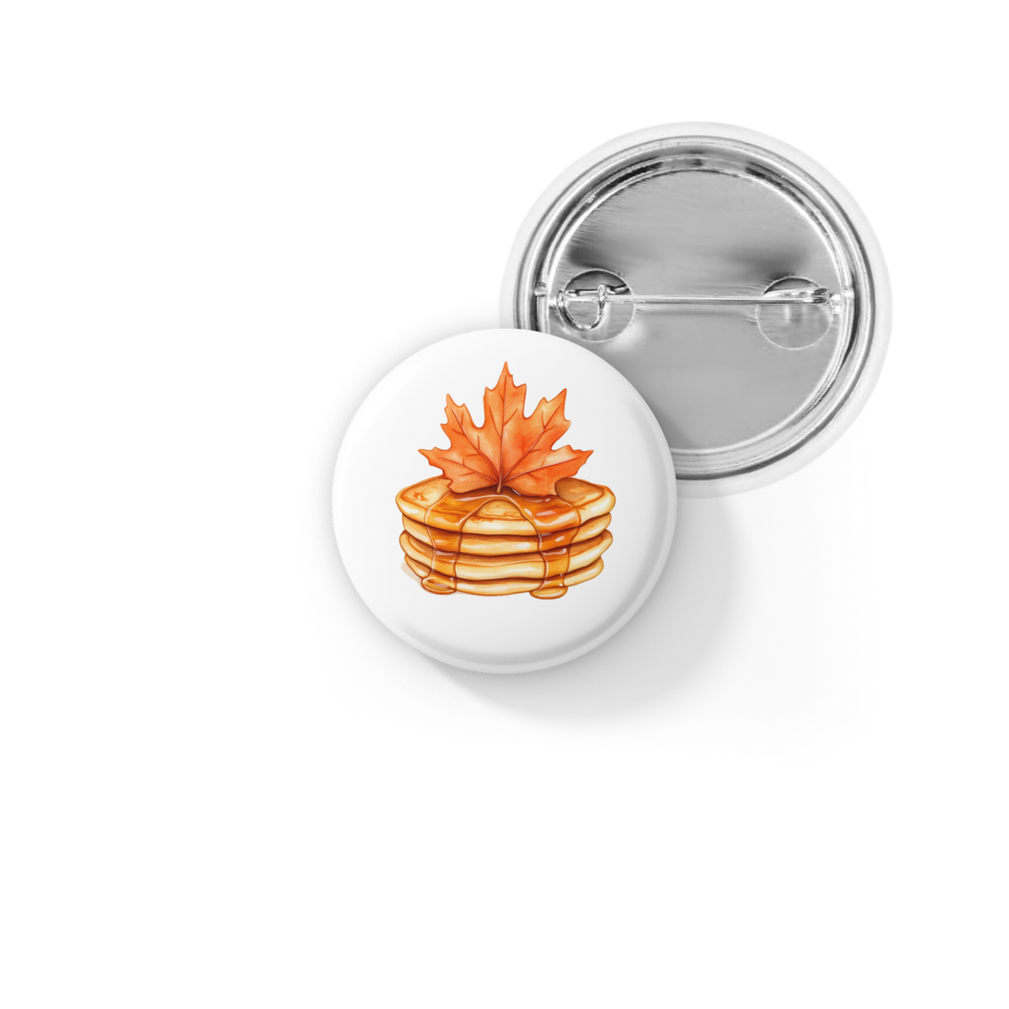 Pancakes Maple Leaf Pin Back Button, Magnet