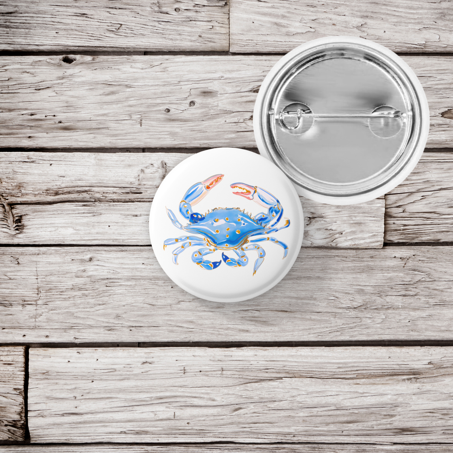 Blue Crab Pin Back Button, Magnet