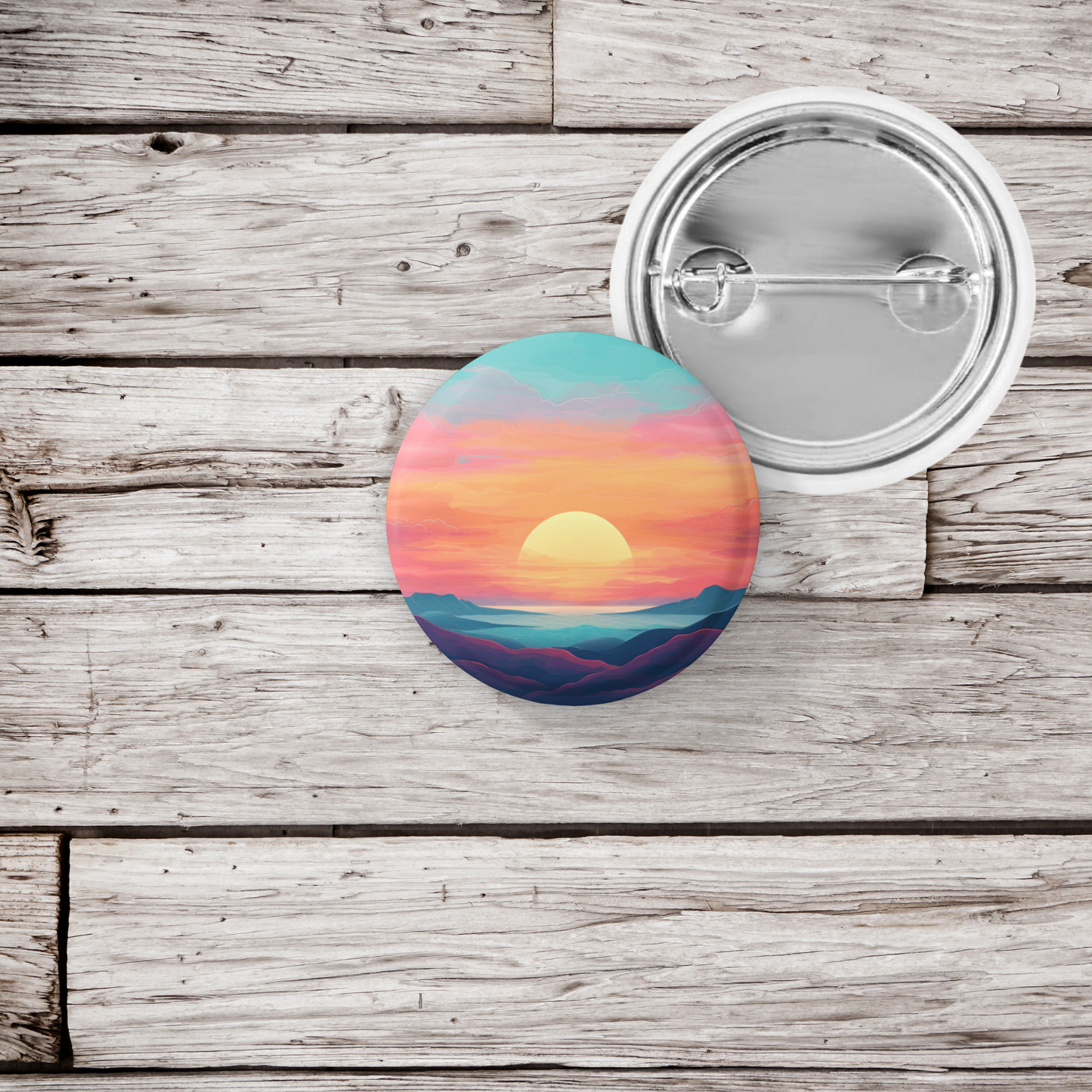Sunset Pin Back Button, Magnet