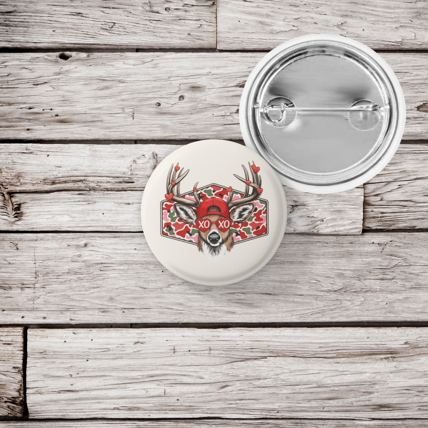Valentine Deer Pin Back Button, Magnet