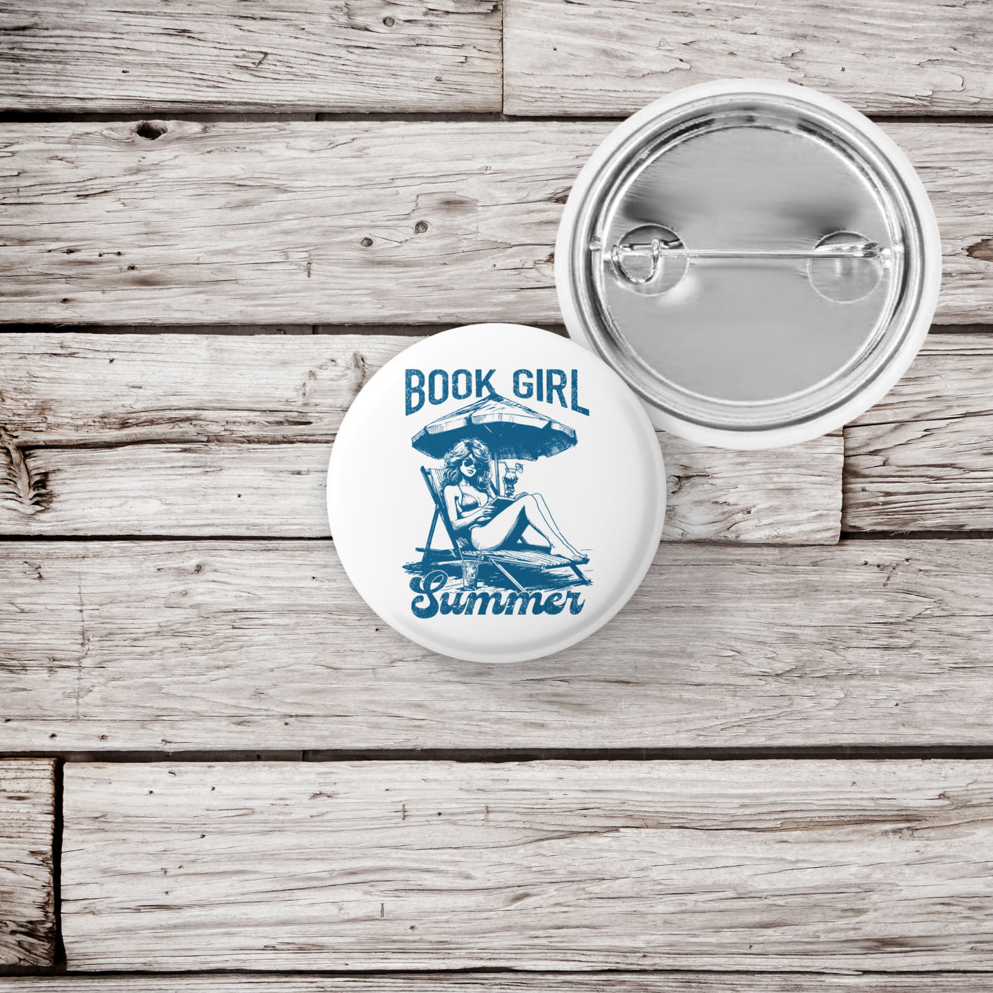 Book Girl Summer Pin Back Button, Magnet
