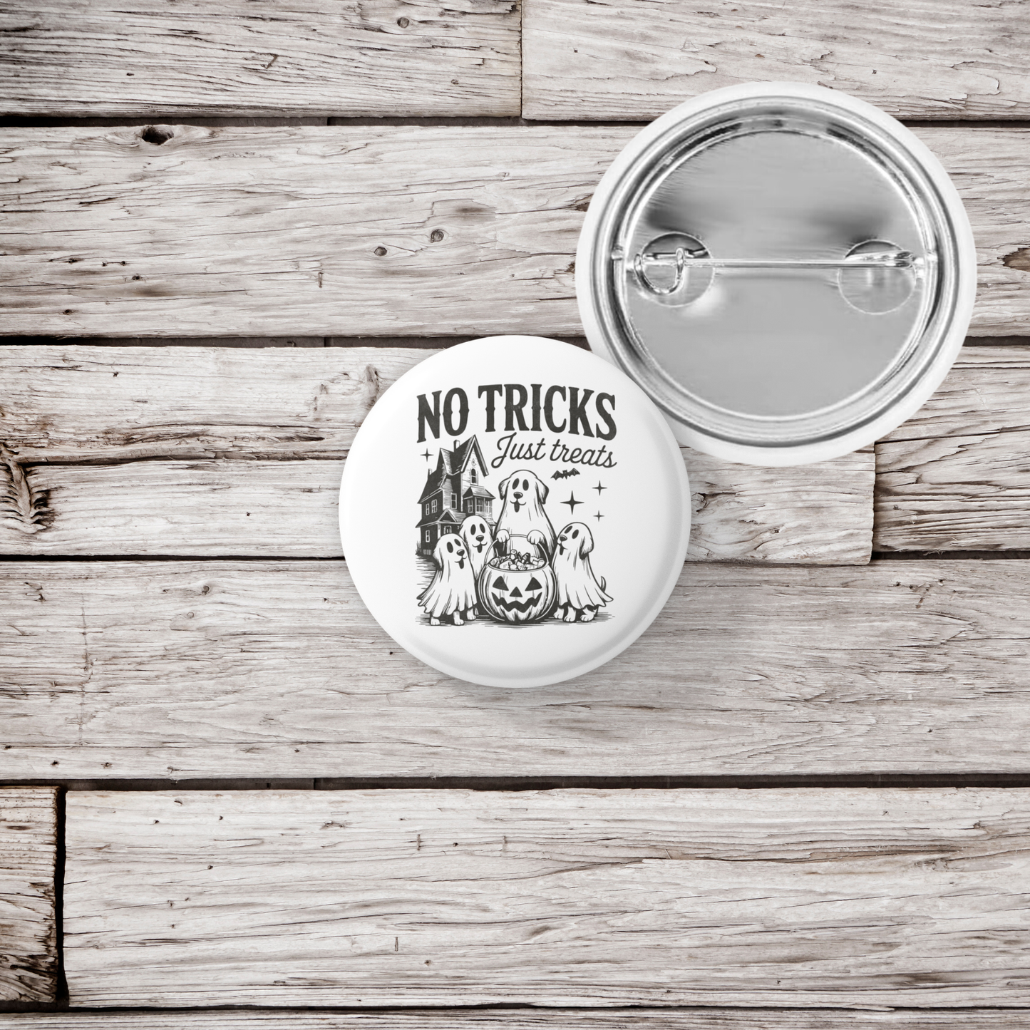 No Tricks Just Treats Pin Back Button, Magnet