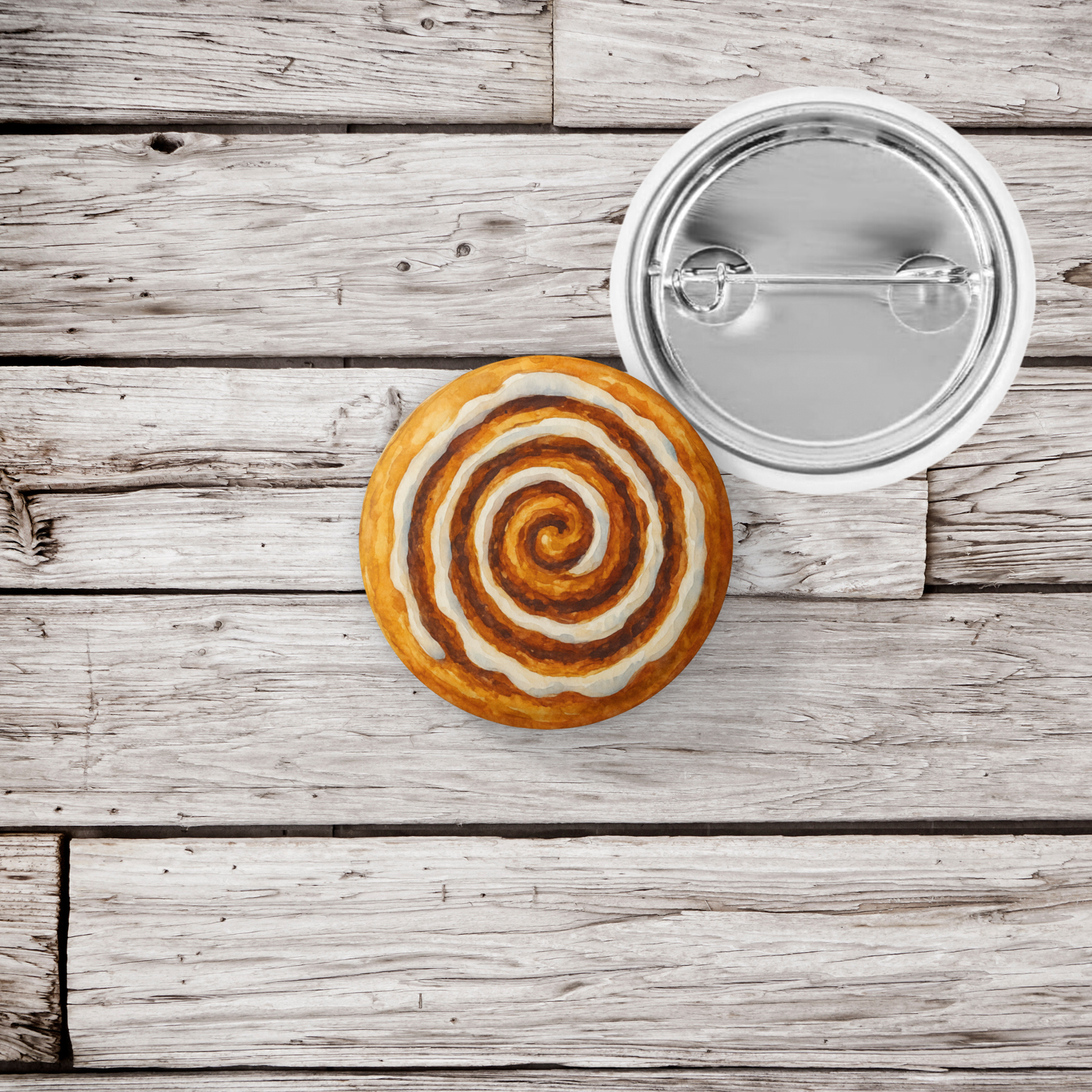 Cinnamon Roll Pin Pin Back Button, Magnet