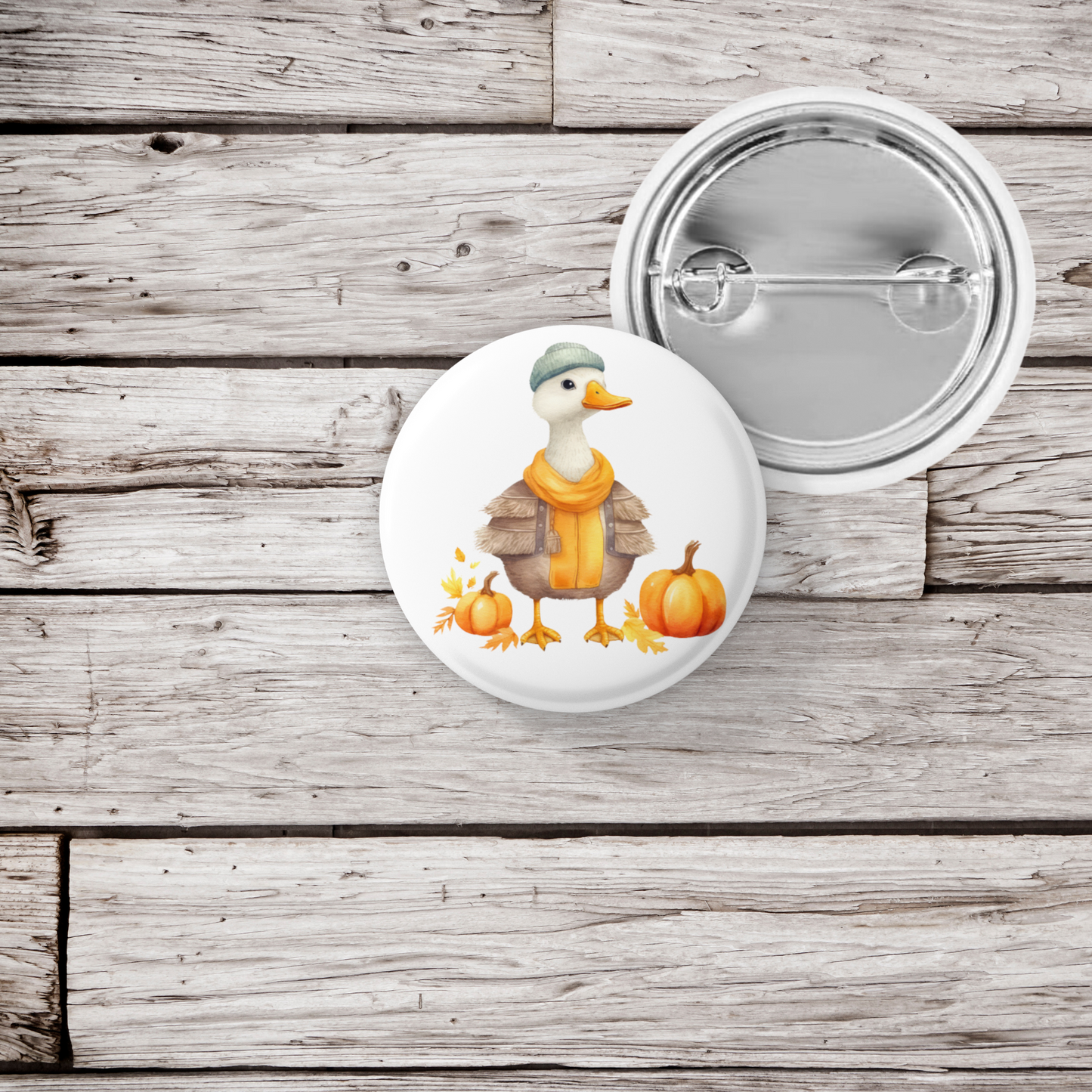 Autumn Duck Pin Back Button, Magnet, Keychain