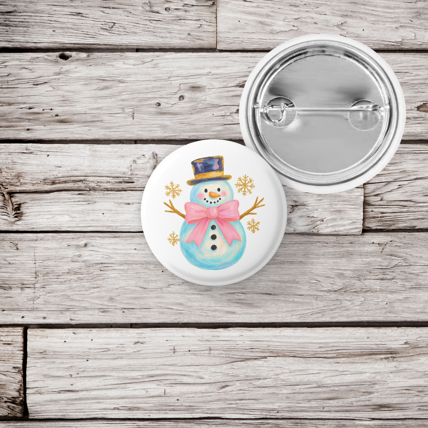 Snowman 3 Pin Back Button, Magnet